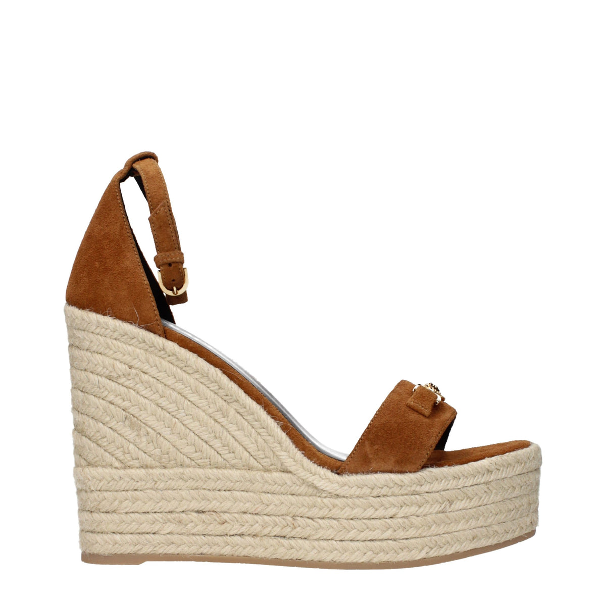 Versace Brown Leather Wedge Sandals - Elevate Your Elegance