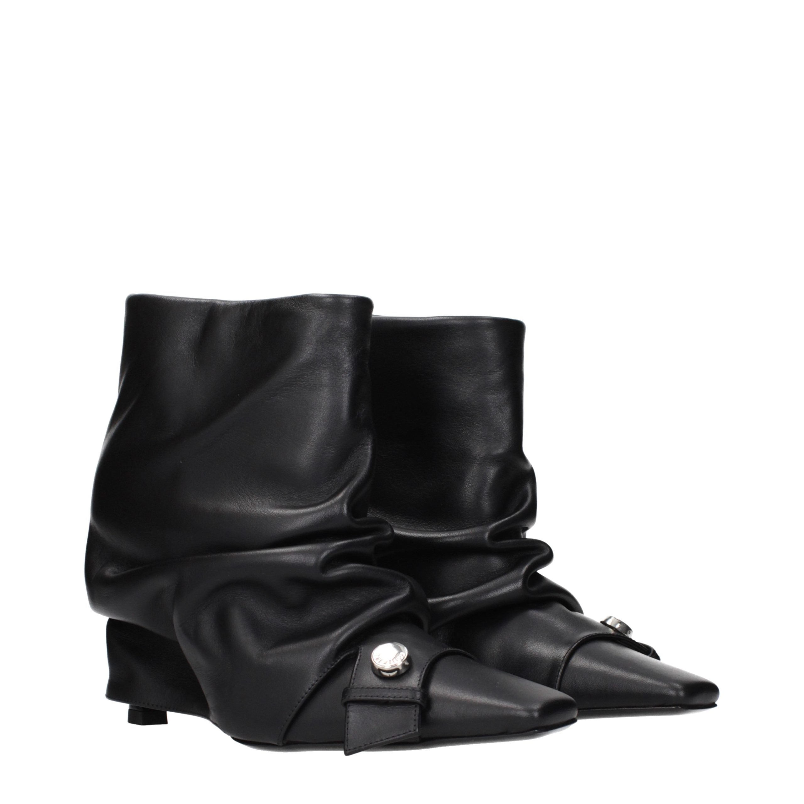 The Attico Black Leather Ankle Boots - Timeless Elegance Redefined