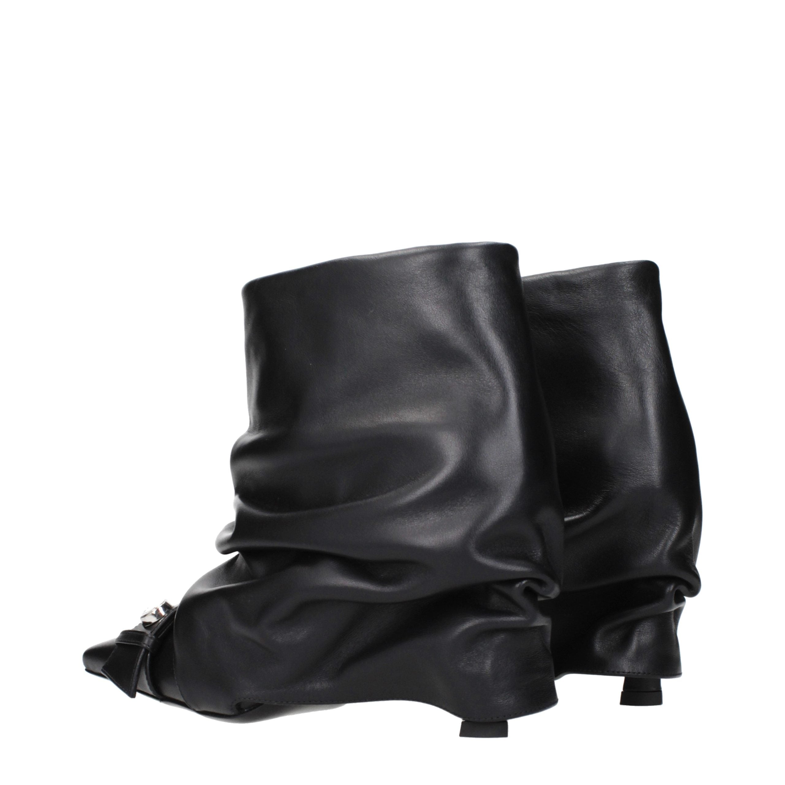 The Attico Black Leather Ankle Boots - Elevate Your Elegance