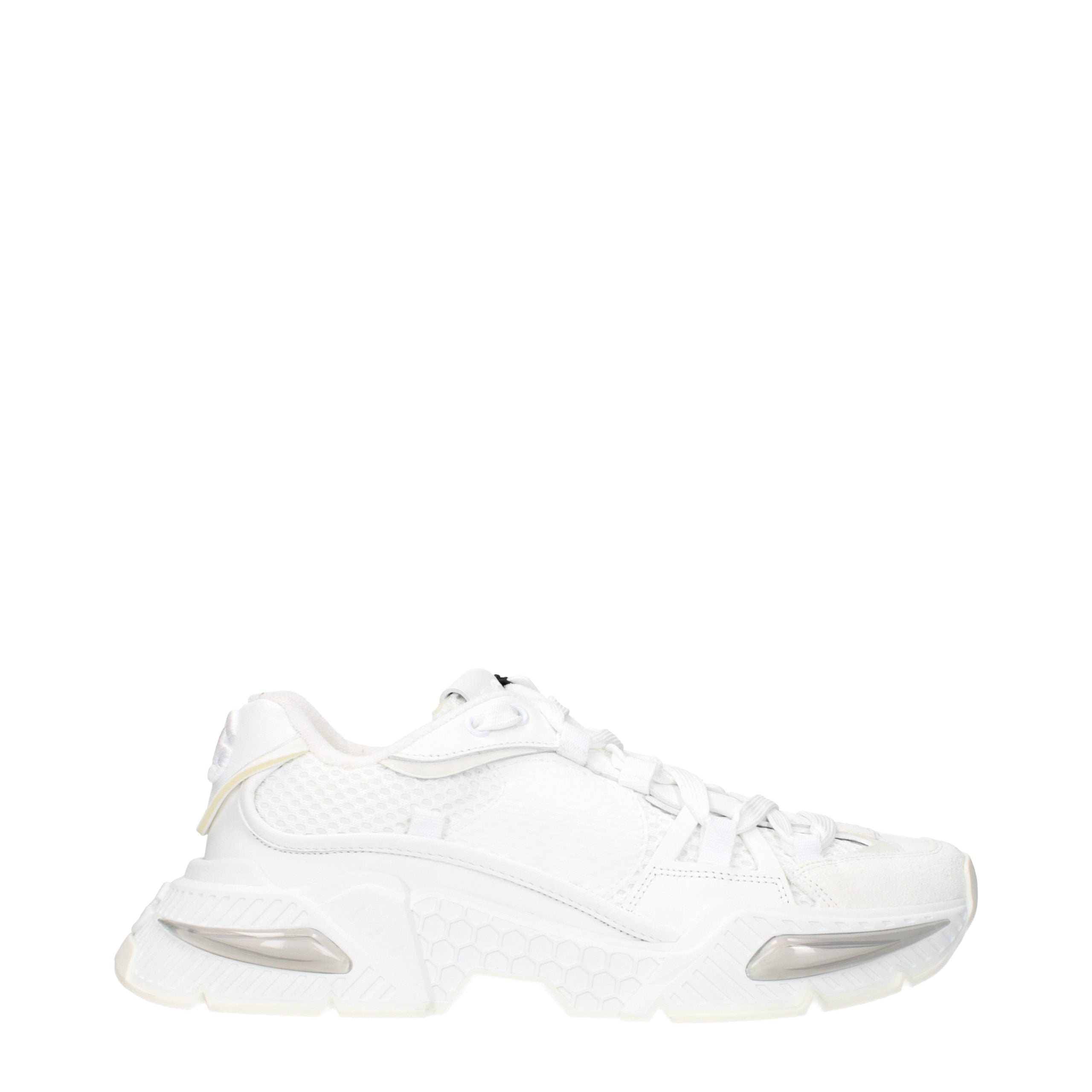 Dolce & Gabbana White Fabric Athletic Sneakers - Timeless Elegance