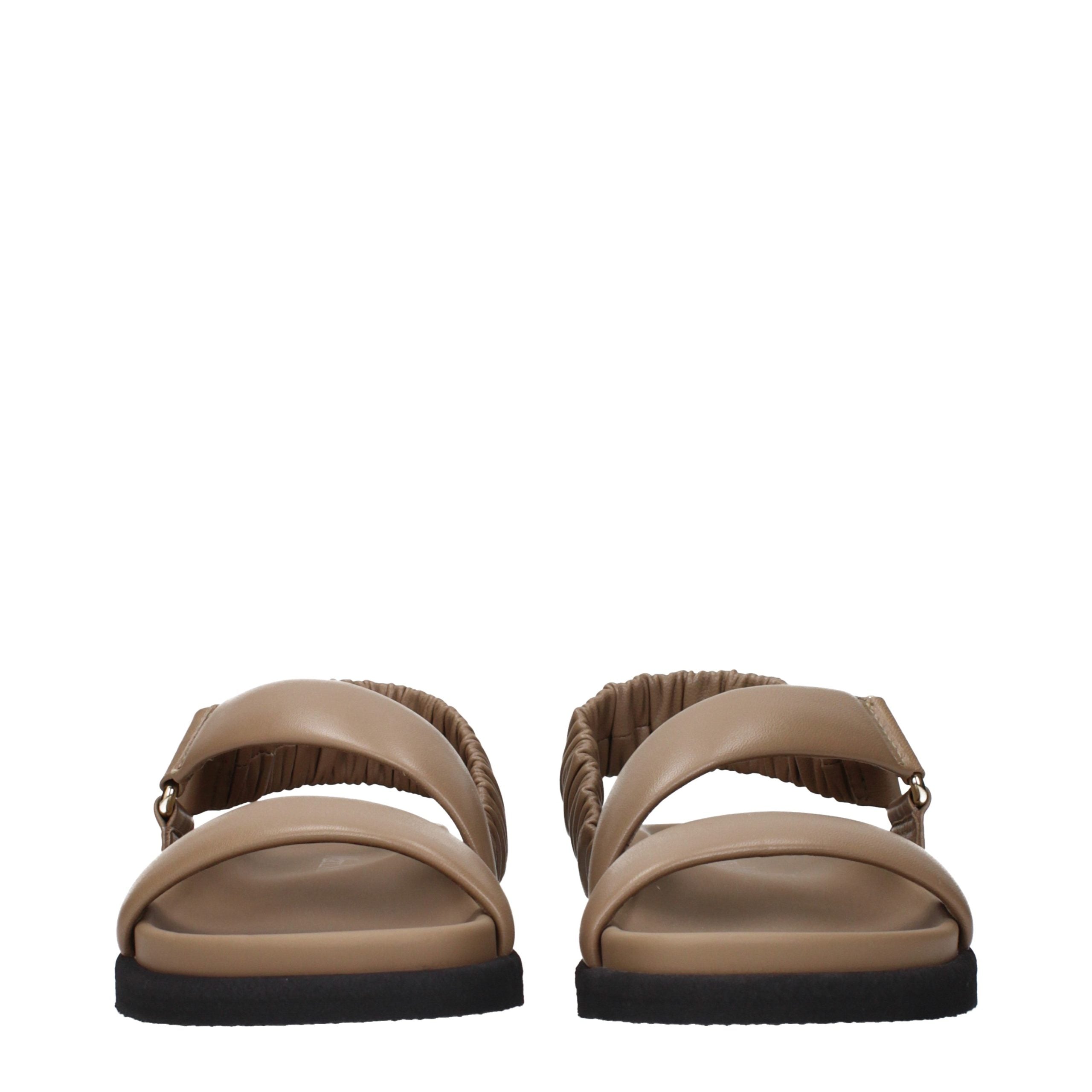 Max Mara Brown Leather Flat Sandals - Exquisite Luxury Footwear