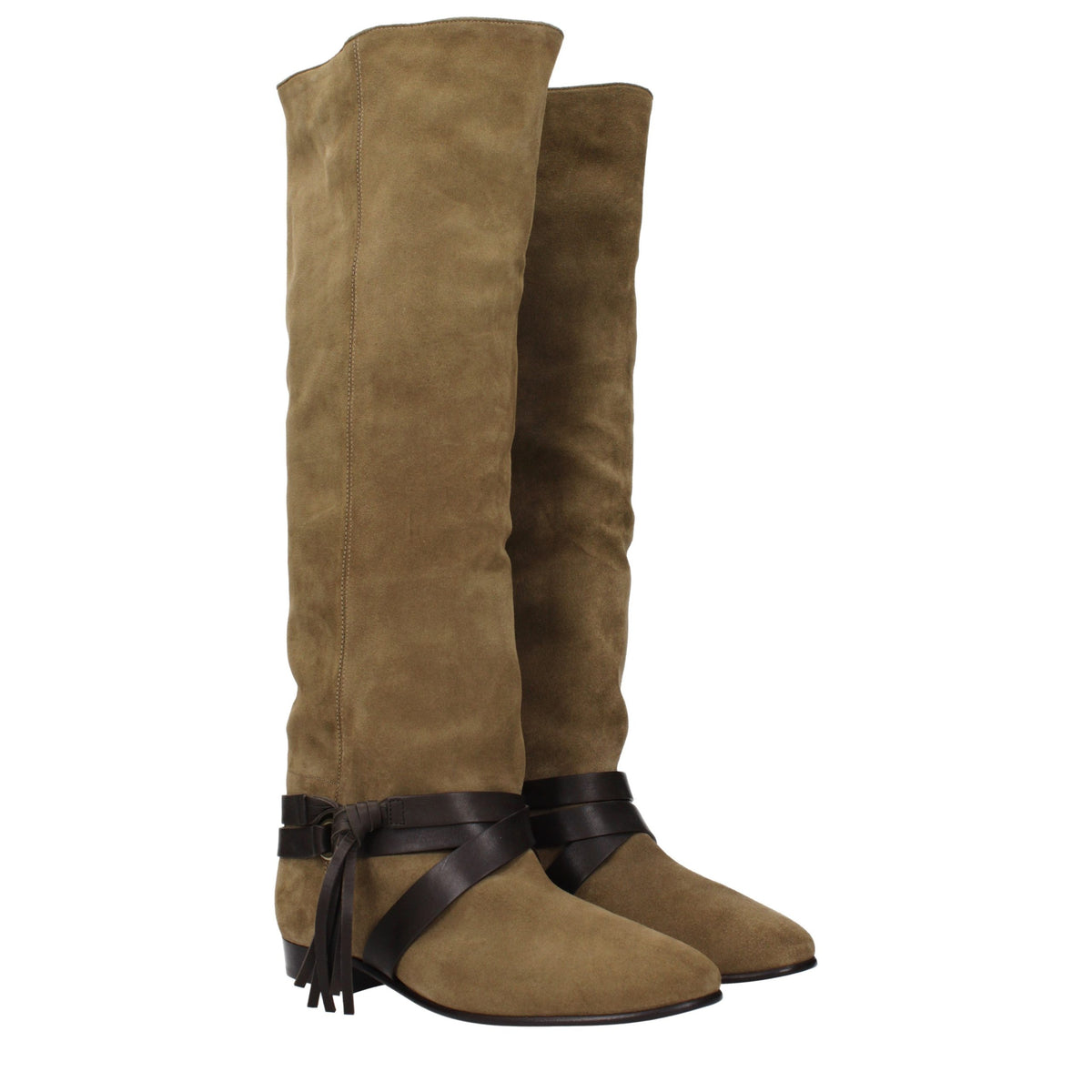 Isabel Marant Green Leather Over The Knee Boots - Luxury Redefined