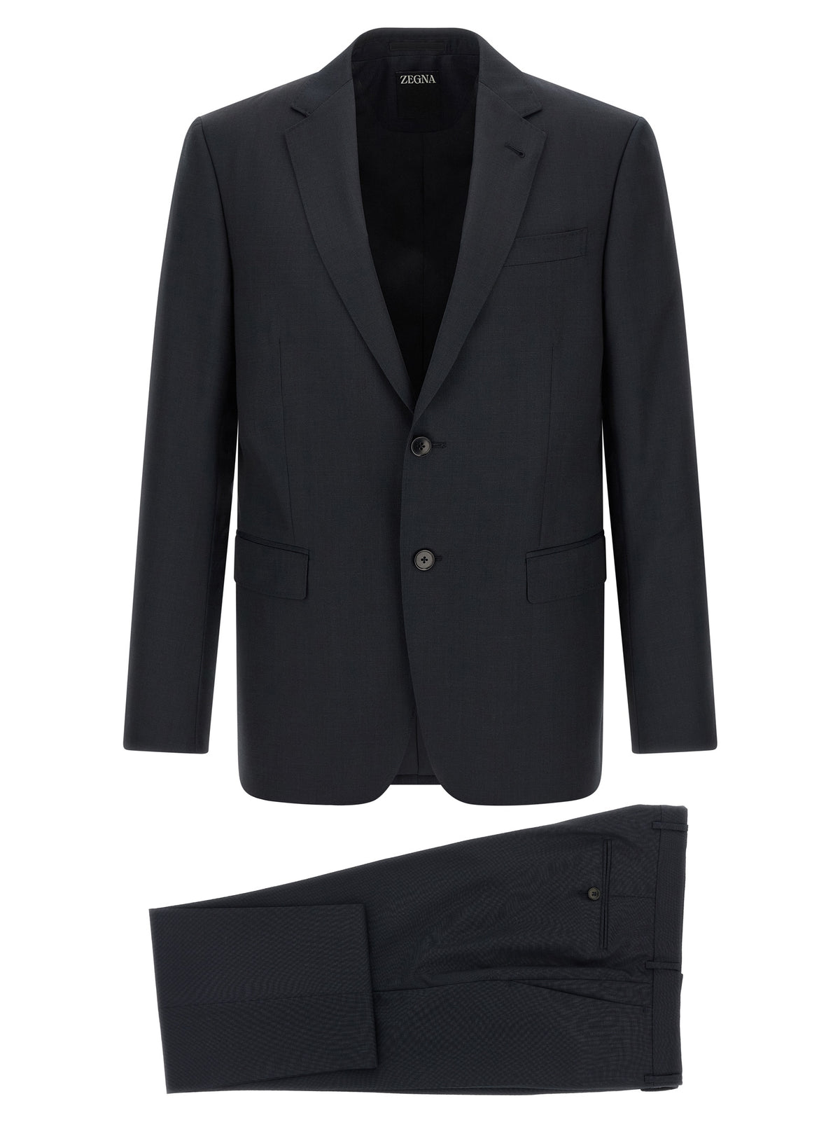 Indulge in ZEGNA's Blue Wool Two-Piece Suit, a timeless masterpiece of Italian craftsmanship that embodies luxury and sophistication for the discerning individual.