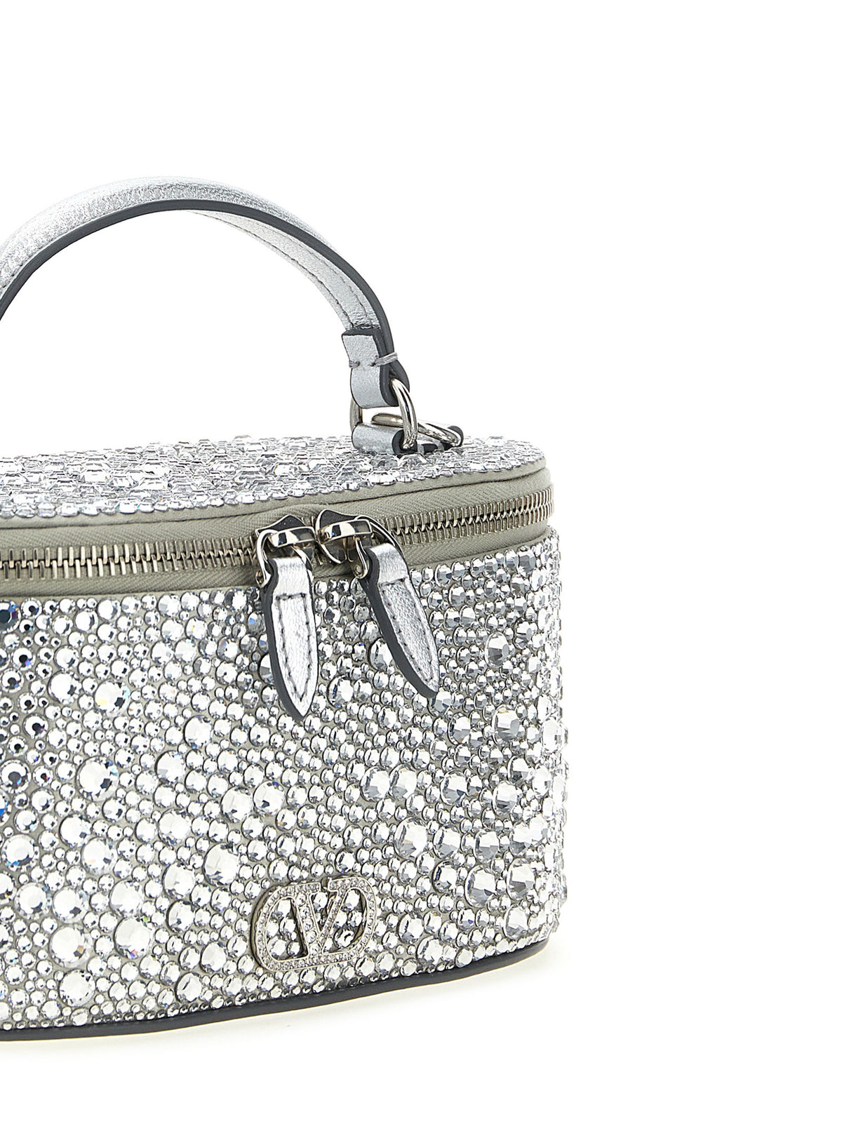 Elevate your elegance with the Valentino Garavani Silver Viscose Handbag, a masterpiece of Italian craftsmanship adorned with sparkling crystals, perfect for the discerning connoisseur.
