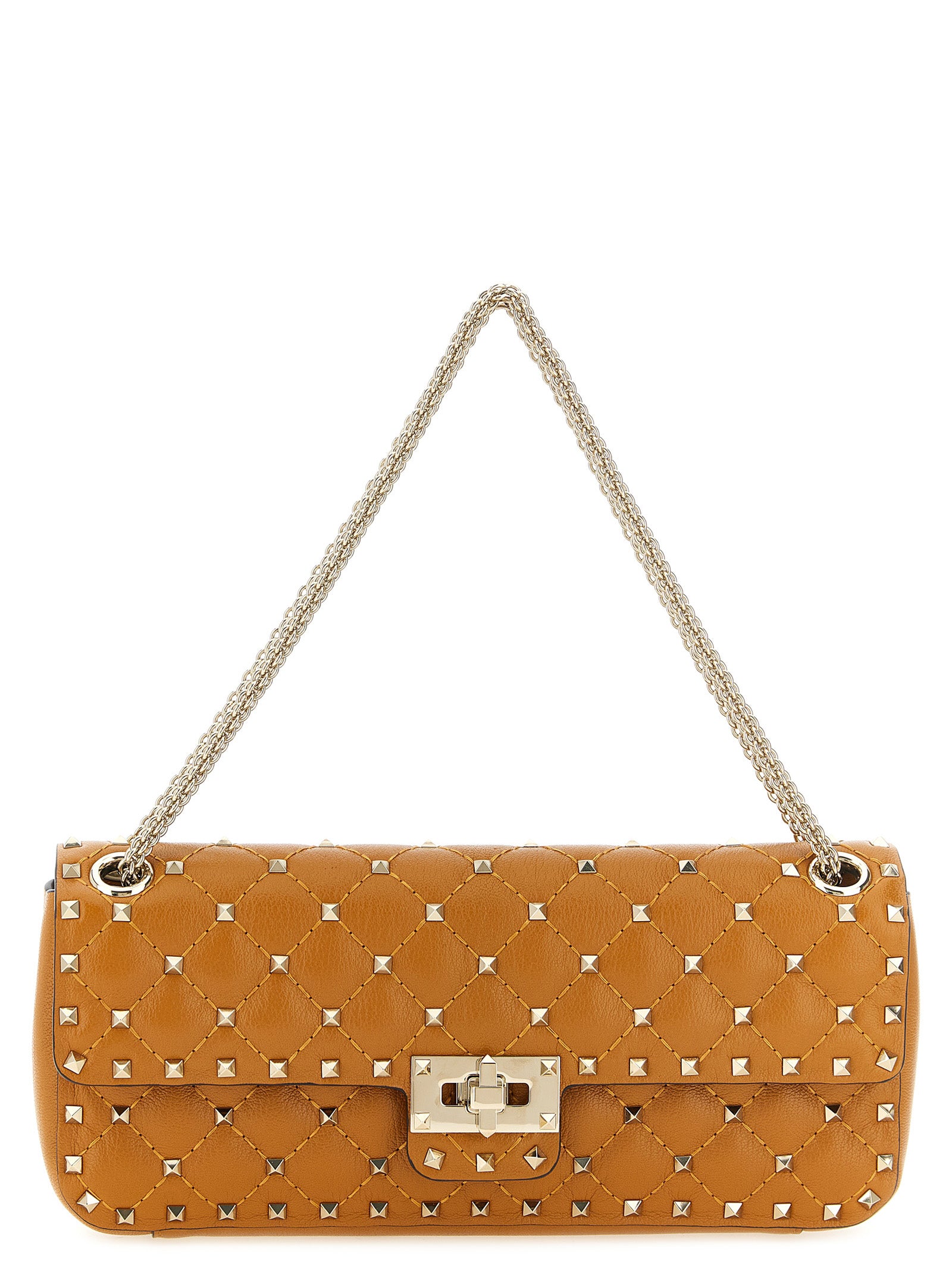 Valentino Garavani Rockstud Spike Orange Goatskin Shoulder Bag