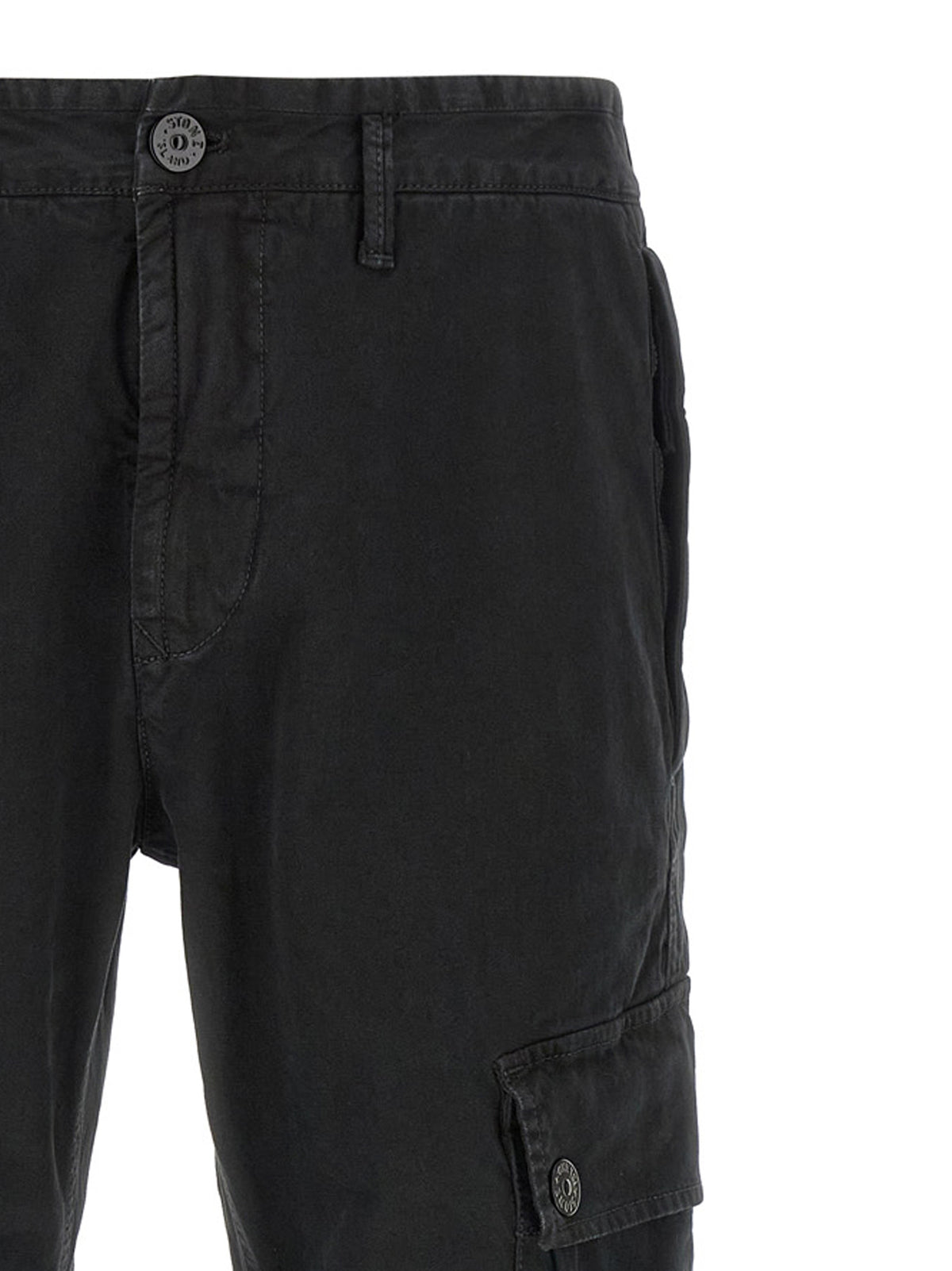 Stone Island Black Cotton Cargo Pants