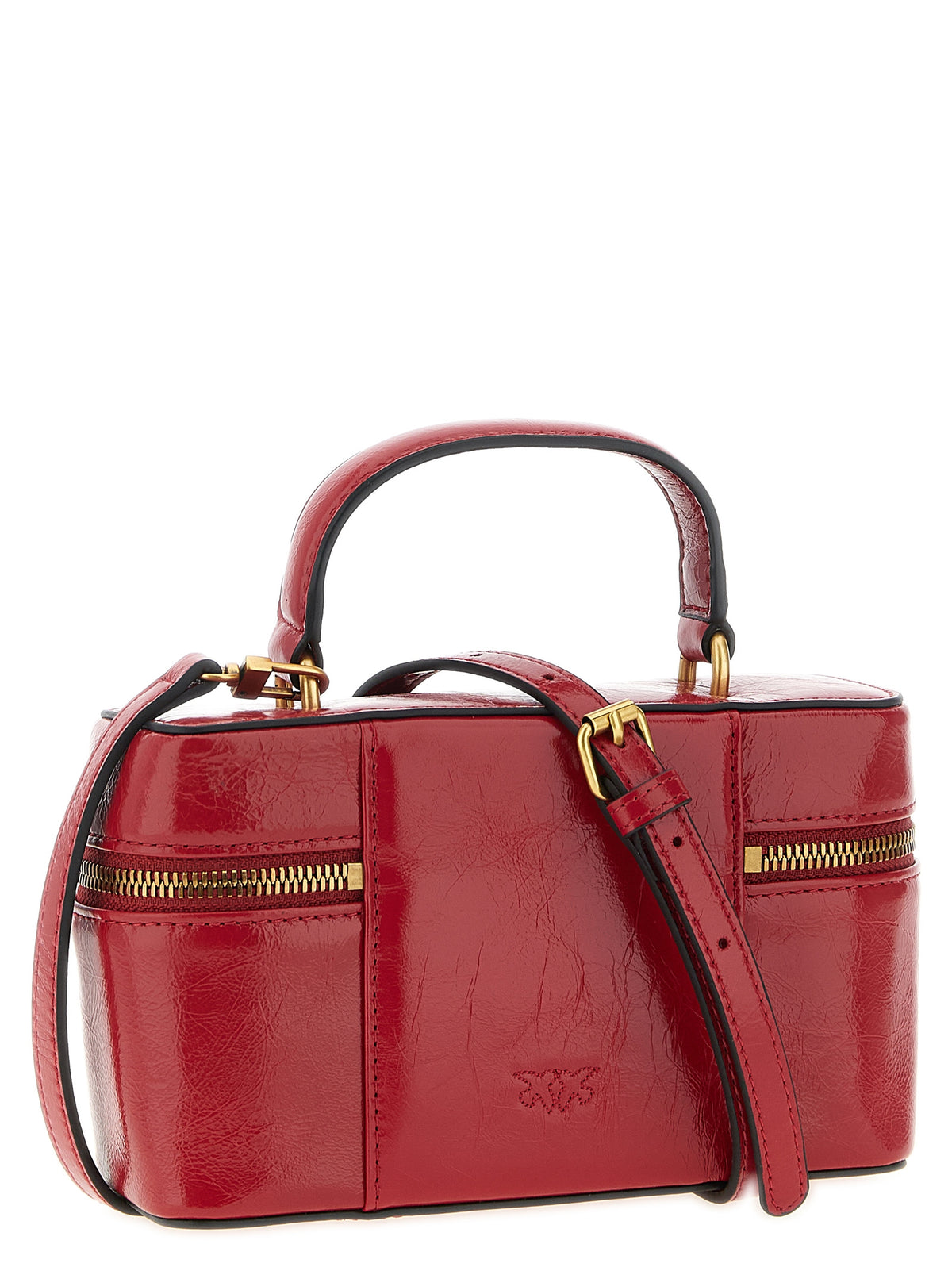 Elevate your style with the PINKO Red Calfskin Crossbody Bag, a masterpiece of glossy calf leather and exquisite design, perfect for those who embody luxury and elegance.