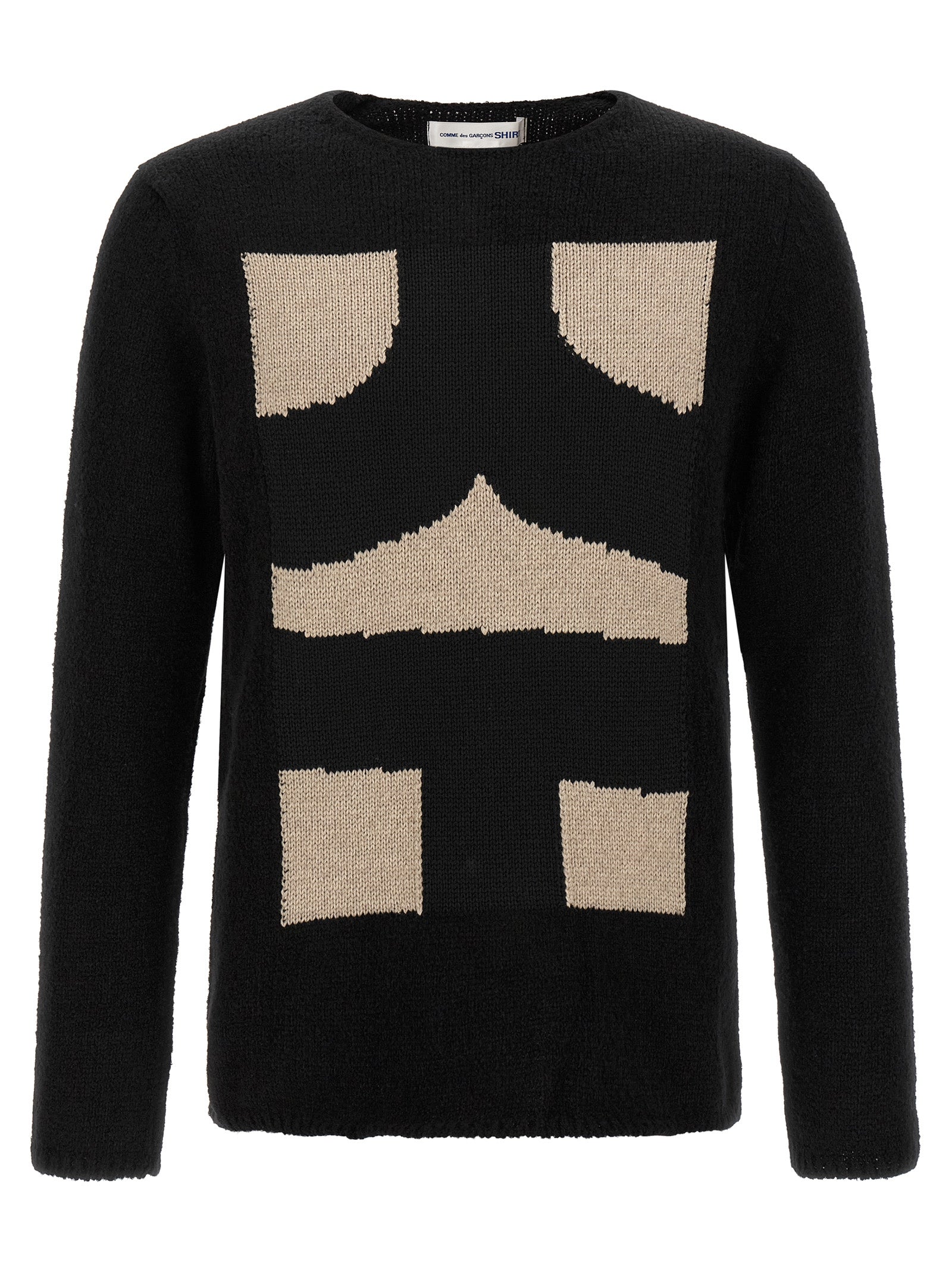 Elevate your wardrobe with the Comme Des Garçons Black Polyester Cardigan, a masterpiece of avant-garde design and luxurious comfort, crafted for the discerning individual.
