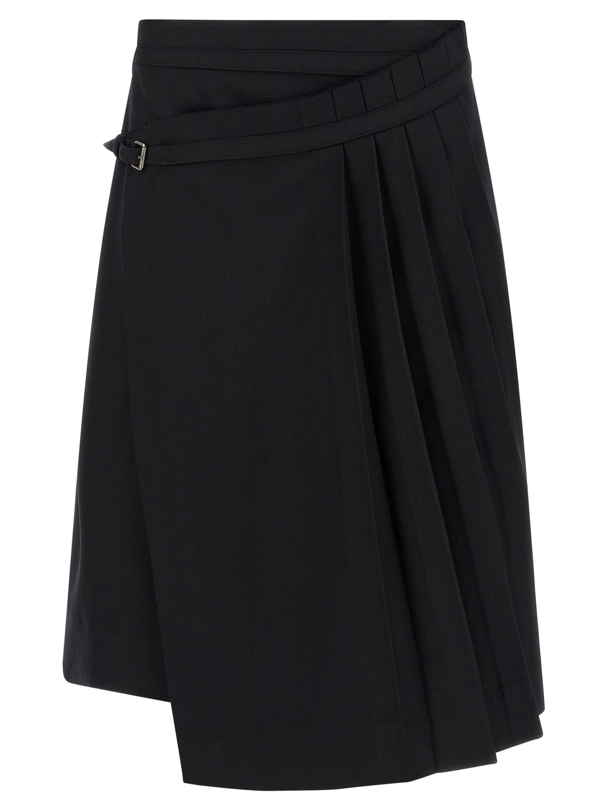 Elevate your wardrobe with the Dries Van Noten Black Wool Long Skirt, a masterpiece of tailored elegance and kilt-inspired design, crafted for the discerning individual.