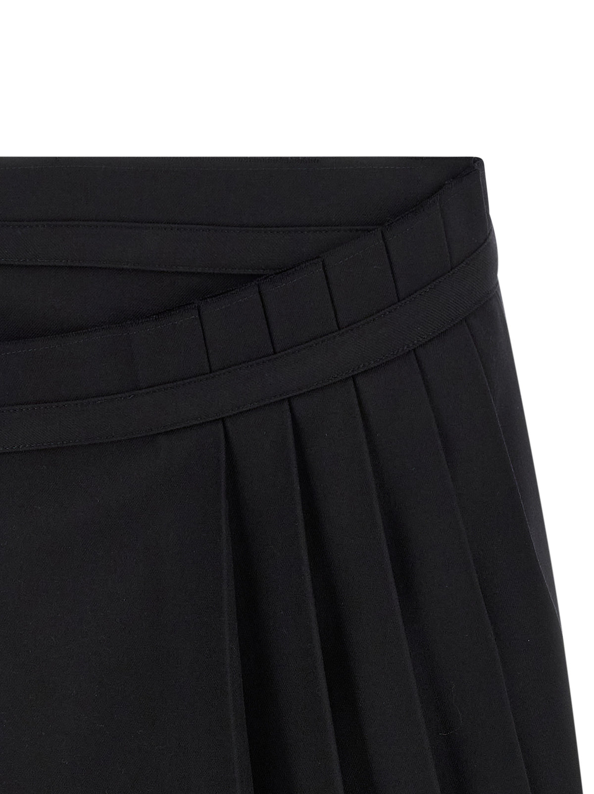 Elevate your style with the Dries Van Noten Black Wool Long Skirt, a masterpiece of tailored elegance, crafted from luxurious wool for timeless sophistication.
