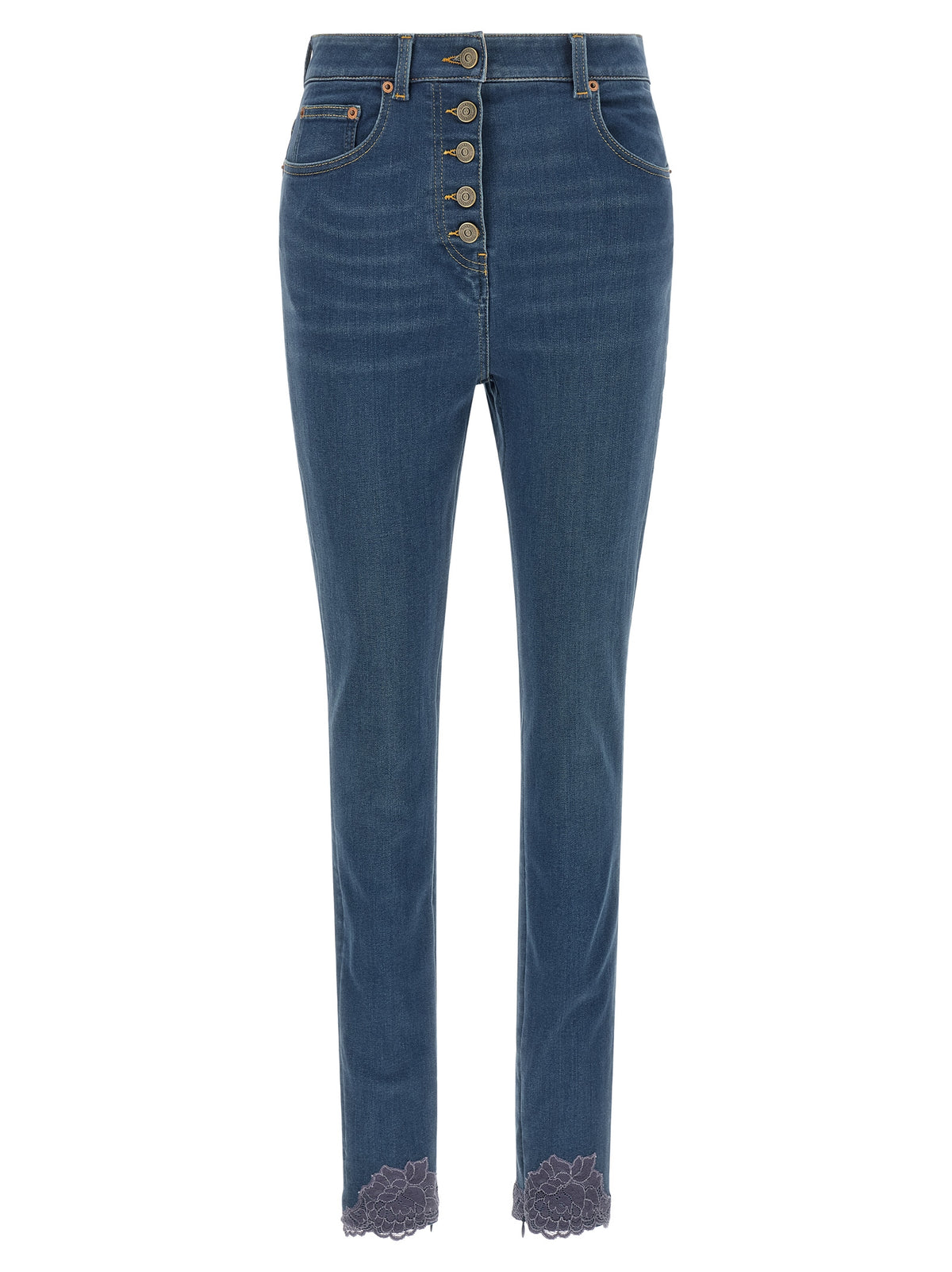 Valentino Garavani High-Waisted Blue Lamb Fur Jeans - Luxury Denim