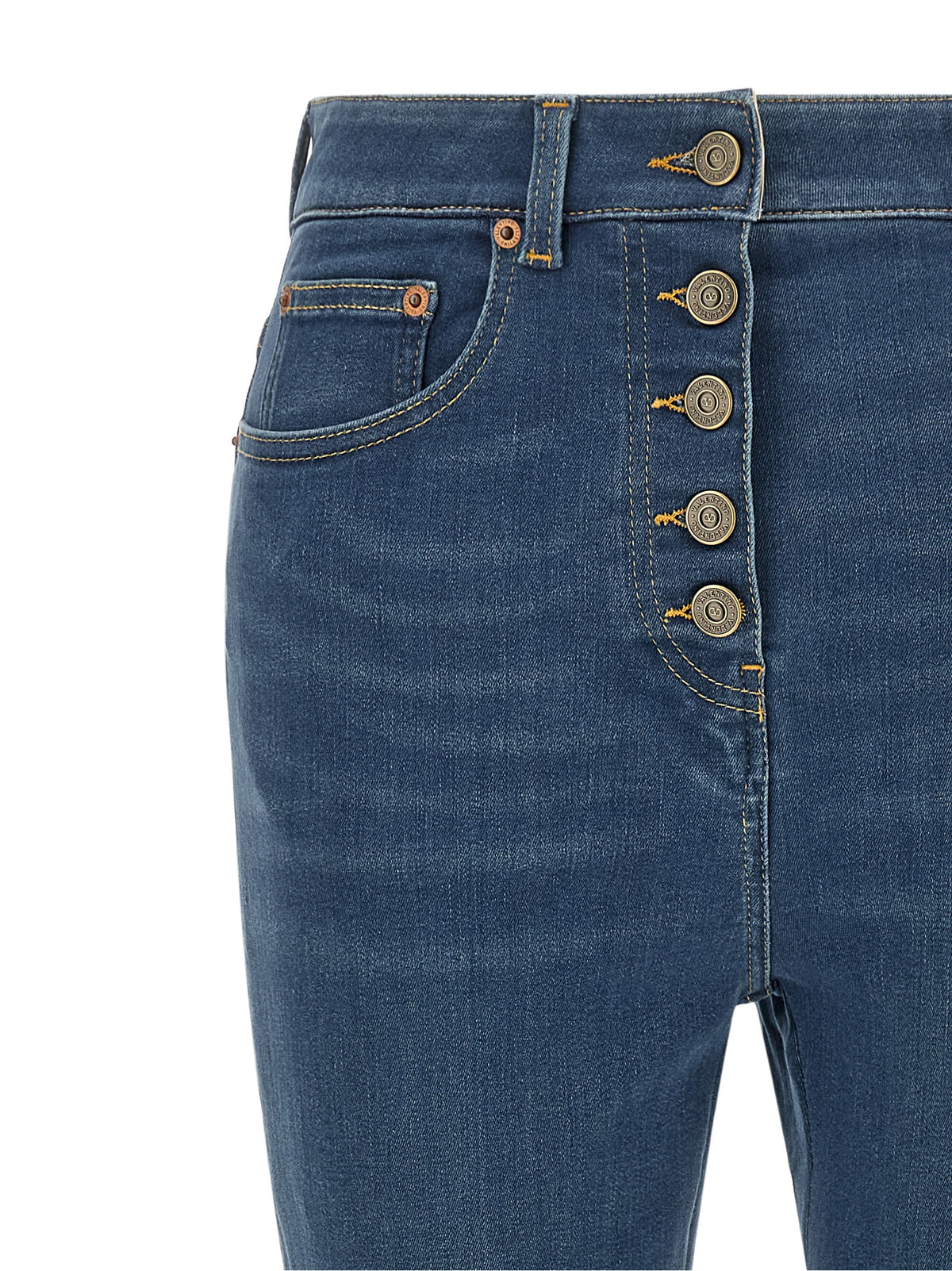 Valentino Garavani High-Waisted Blue Denim Jeans - Luxury Fashion