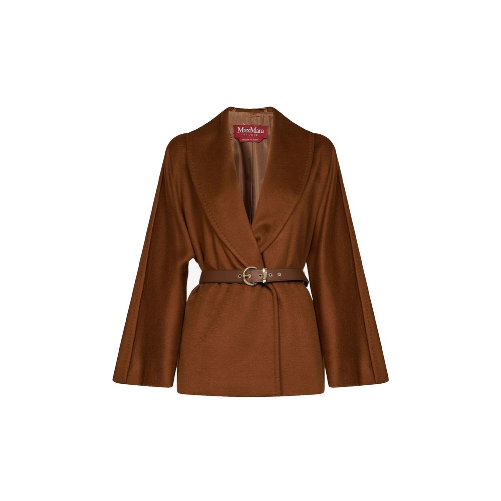 Indulge in the Max Mara Brown Virgin Wool Jacket, a masterpiece of exquisite craftsmanship and timeless elegance, perfect for the discerning individual who values luxury.