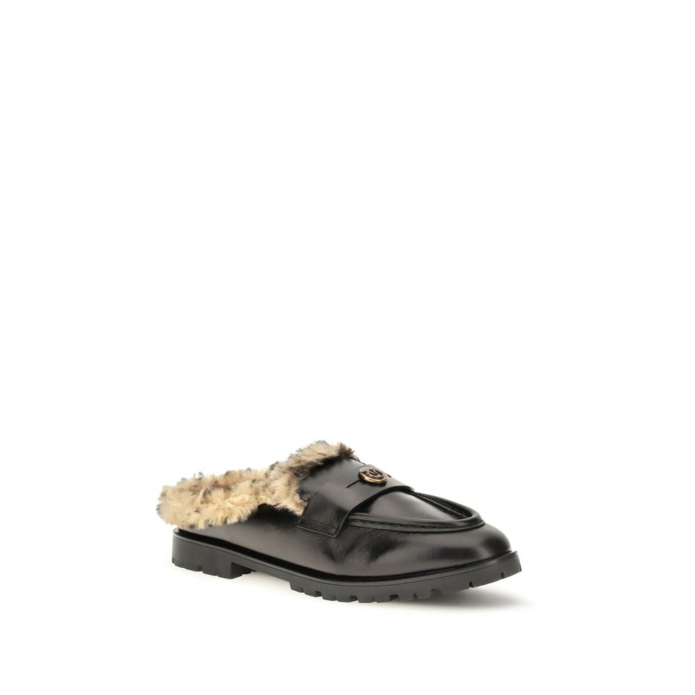 PINKO Black Calf Leather Bos Taurus Mules - Exquisite Luxury Footwear