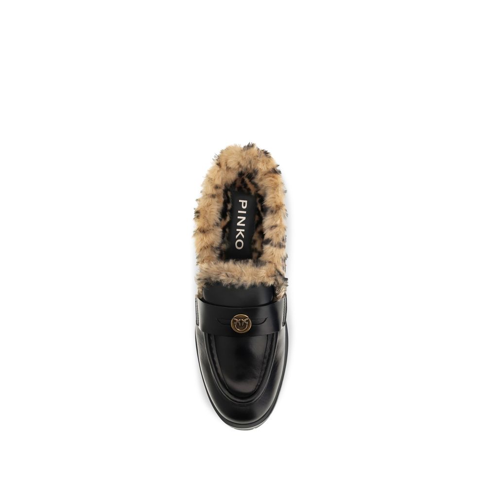 PINKO Black Calf Leather Bos Taurus Mules - Timeless Luxury Footwear