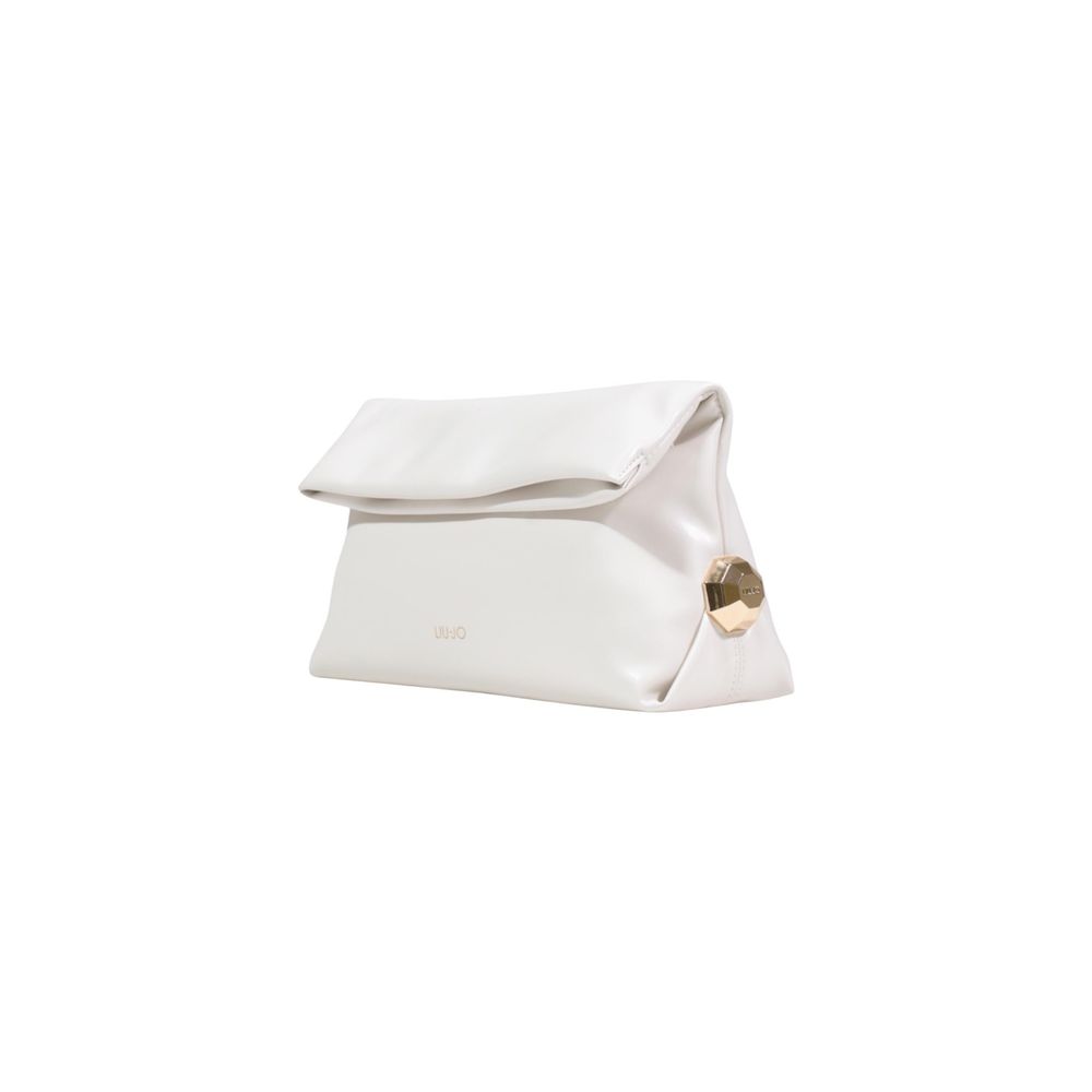 Indulge in the Liu Jo Cream Polyethylene Clutch Bag, a luxurious accessory crafted from high-quality polyurethane, perfect for elevating your evening elegance.