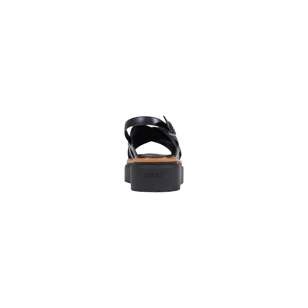 Elevate your summer wardrobe with Liu Jo Black Leather Platform Sandals, crafted from luxurious leather, blending sophisticated style with unparalleled comfort for every occasion.