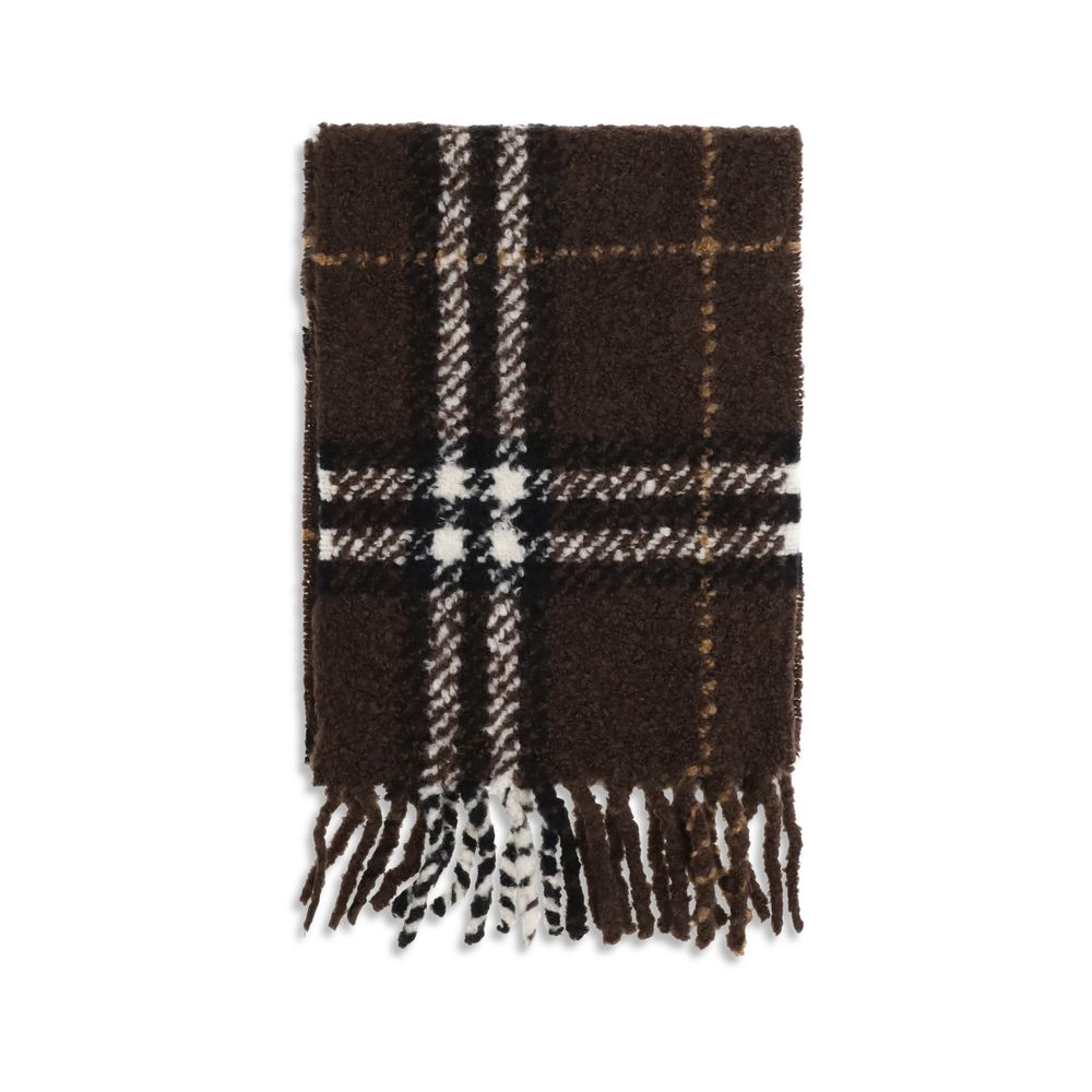 Experience the exquisite allure of the Burberry Brown Alpaca Vicugna Pacos Scarf, a timeless accessory crafted from luxurious materials, perfect for elevating any ensemble.