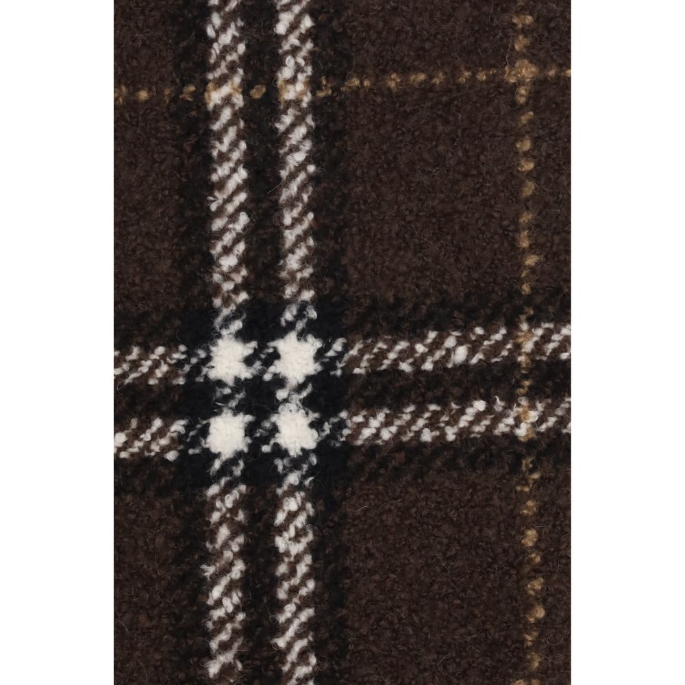 Indulge in the Burberry Brown Alpaca Vicugna Pacos Scarf, a masterpiece of luxurious warmth and timeless elegance, crafted from exquisite materials for the discerning individual.