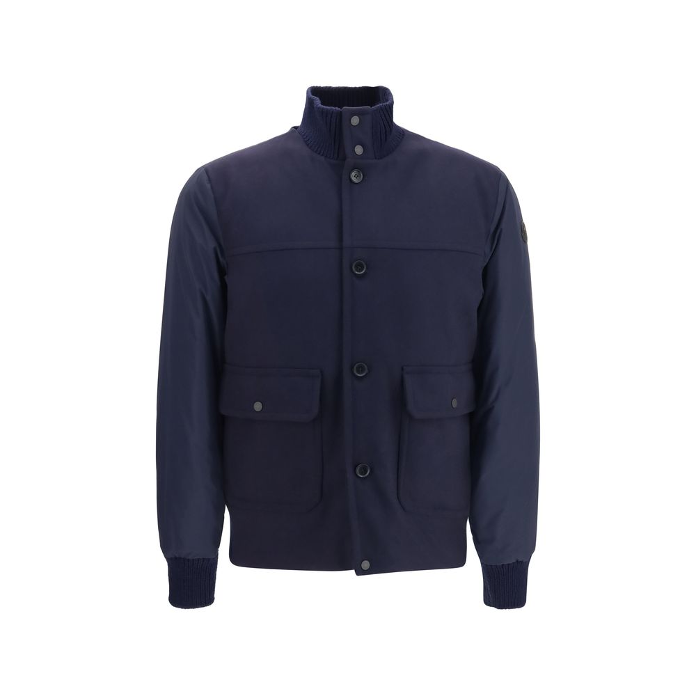 Moncler Blue Wool Oves Aries Shell Jacket - Luxurious Outerwear