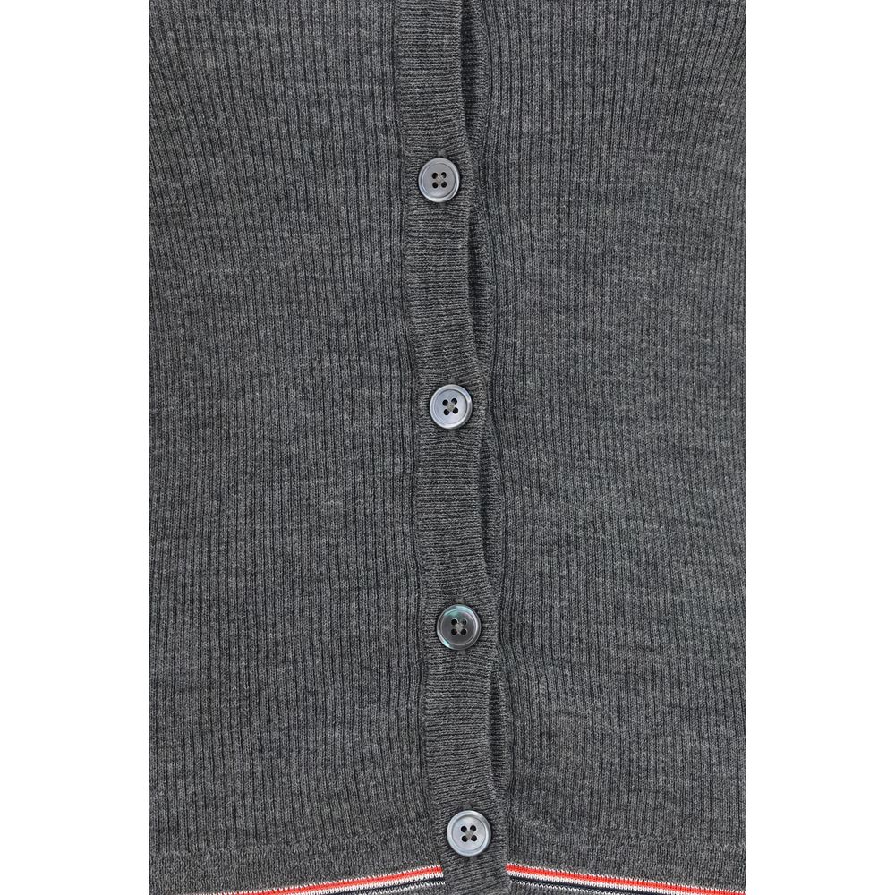 Thom Browne Gray Wool Cardigan - Exquisite Merino Luxury