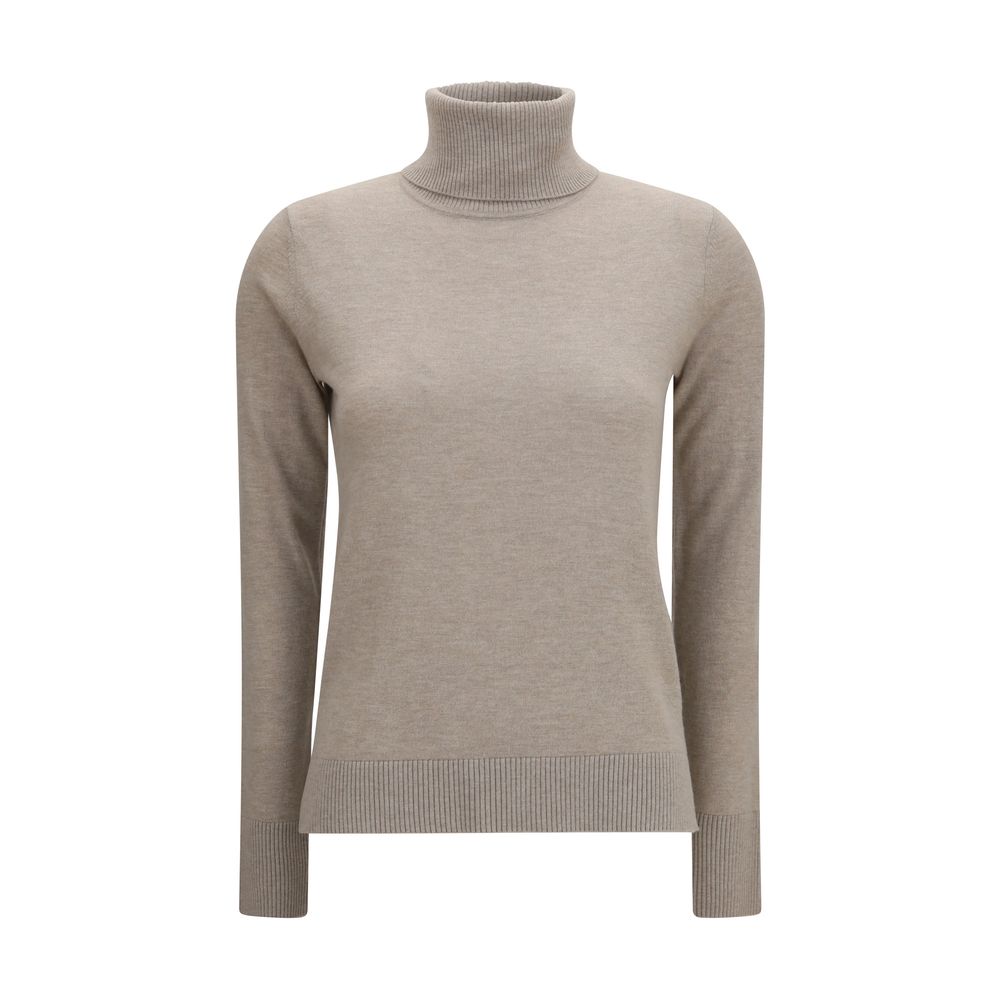 Experience the allure of the 'S Max Mara Beige Wool Oves Aries Turtleneck, crafted from luxurious fleece wool, embodying timeless elegance and sophistication for every occasion.