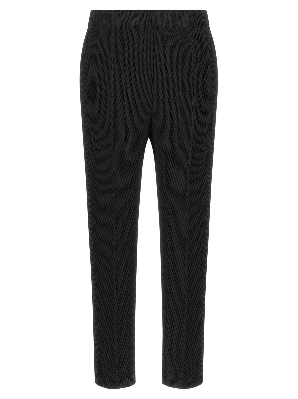 Discover the Issey Miyake Black Polyester Cropped Pants, where exquisite craftsmanship meets avant-garde design, embodying luxury and timeless elegance for the discerning individual.