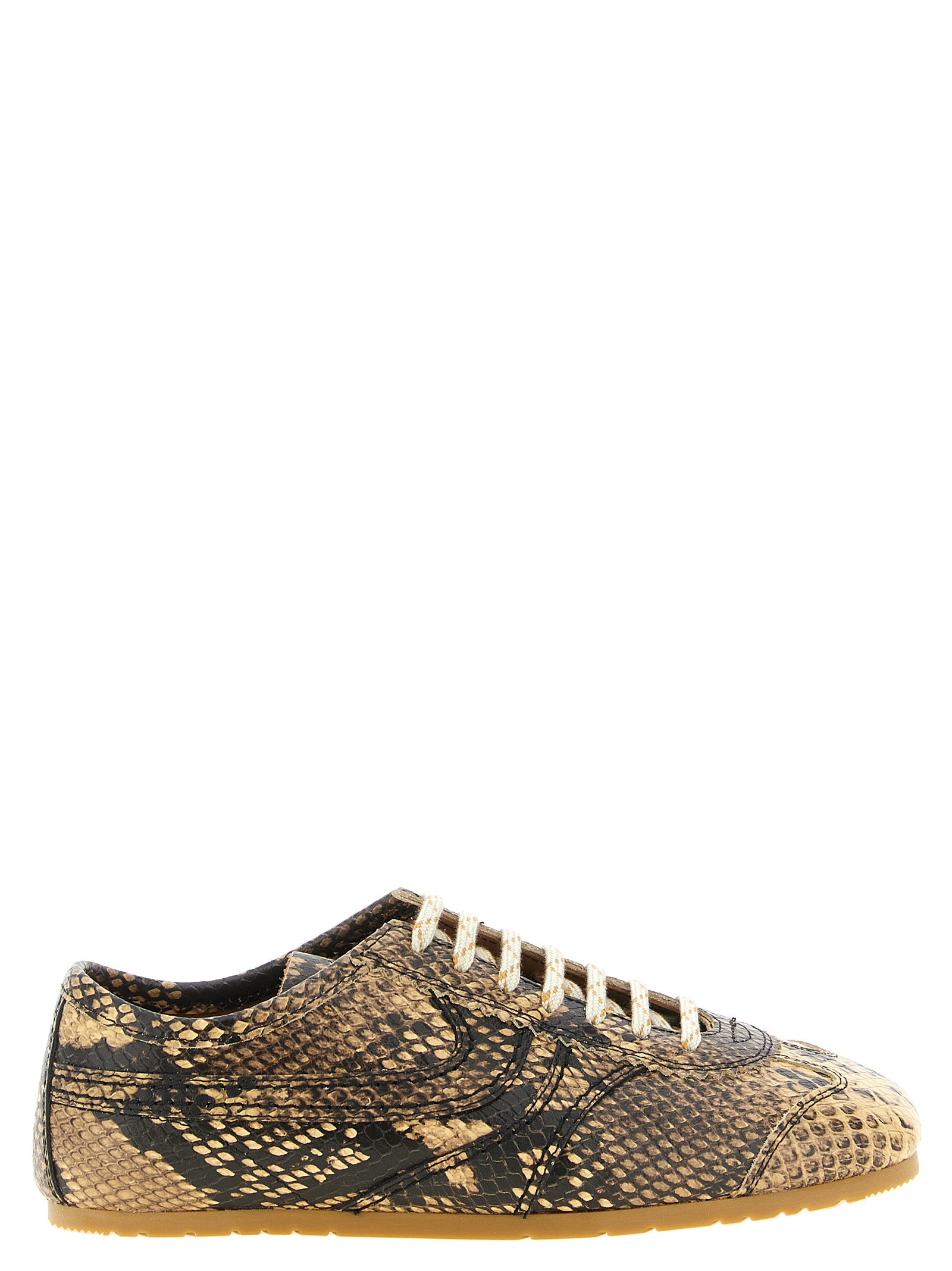 Dries Van Noten Beige Calfskin Low Top Sneakers - Luxury Footwear