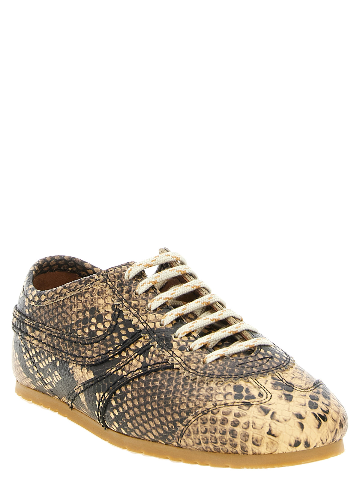 Dries Van Noten Beige Calfskin Low Top Sneakers - Luxurious Style