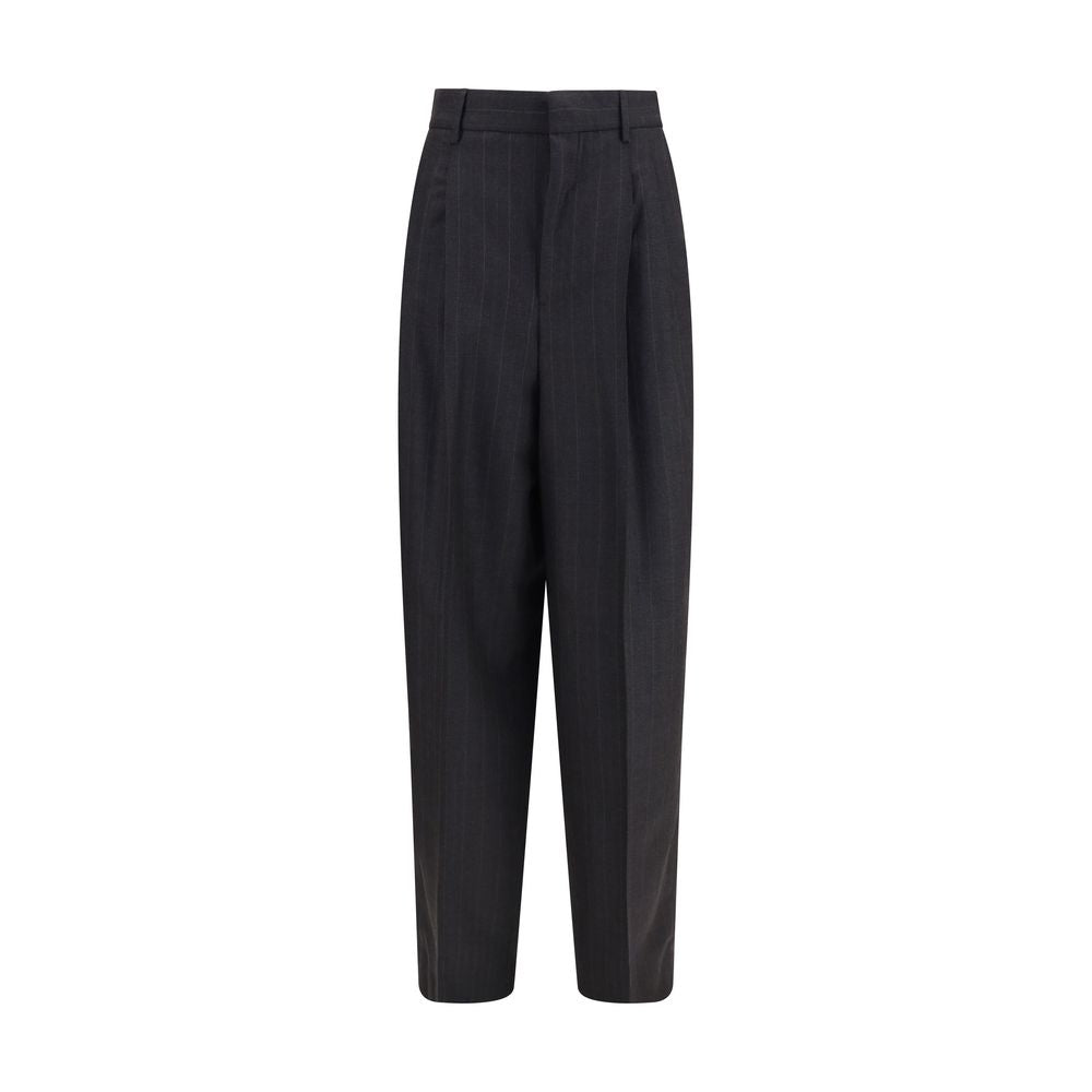Ami Paris Black Wool Wide-Leg Dress Pants - Timeless Elegance