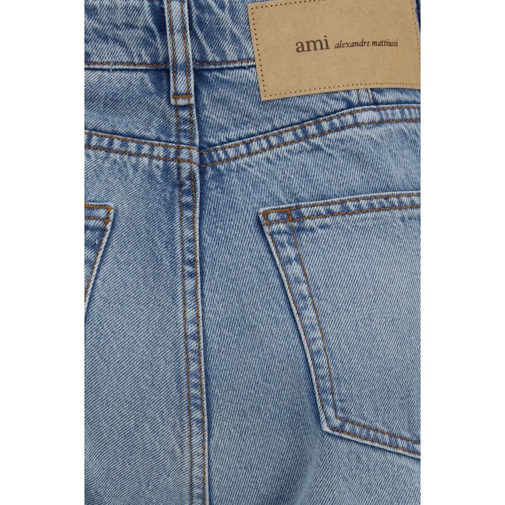 Ami Paris Blue Cotton Flared Jeans - Elevate Your Elegance
