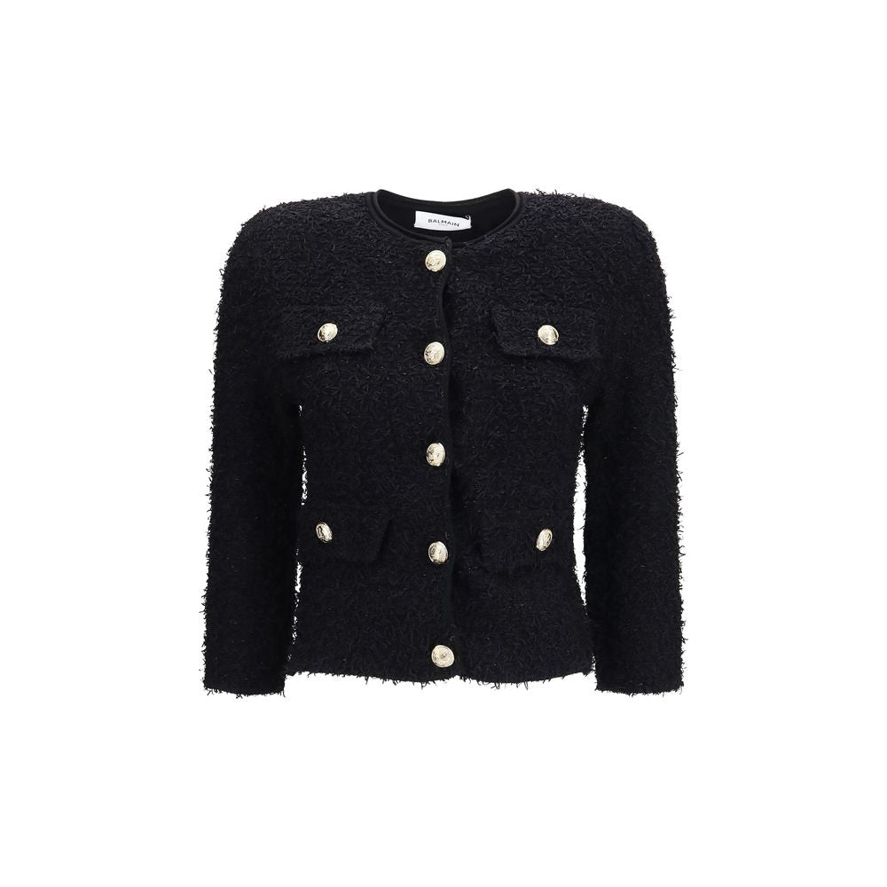 Balmain Black Viscose Shell Jacket - Timeless Luxury Redefined