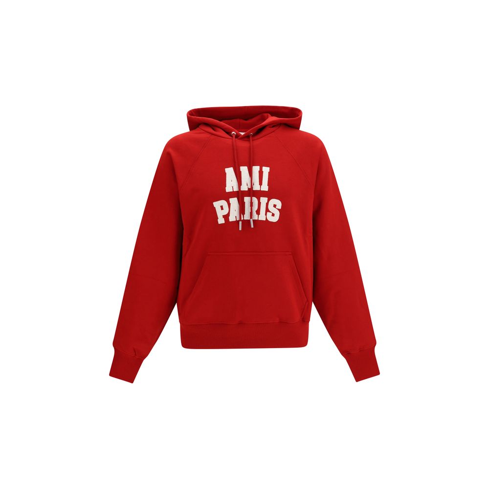 Ami Paris Red Cotton Sweatshirt - Luxurious Comfort Redefined