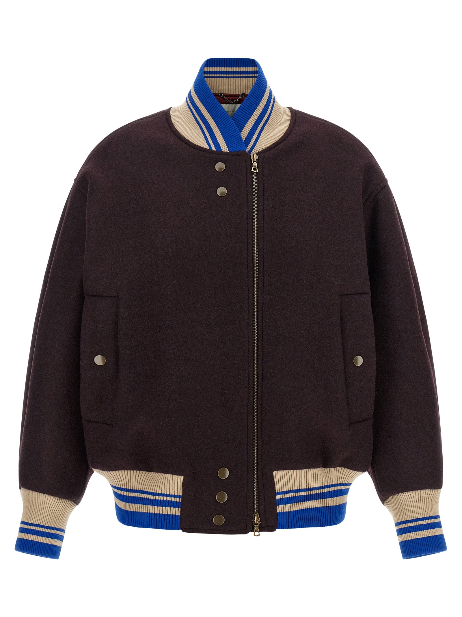 Dries Van Noten Purple Wool Bomber Jacket - Elevate Your Elegance