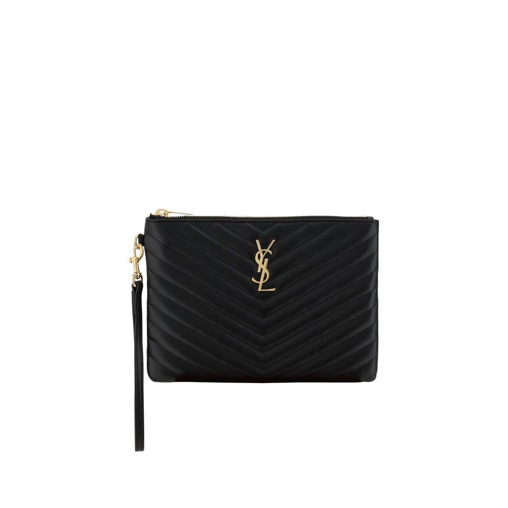 Saint Laurent Black Calf Leather Clutch Bag - Timeless Elegance