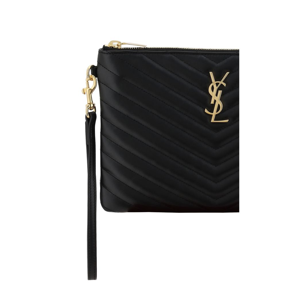 Saint Laurent Black Calf Leather Clutch Bag - Timeless Elegance