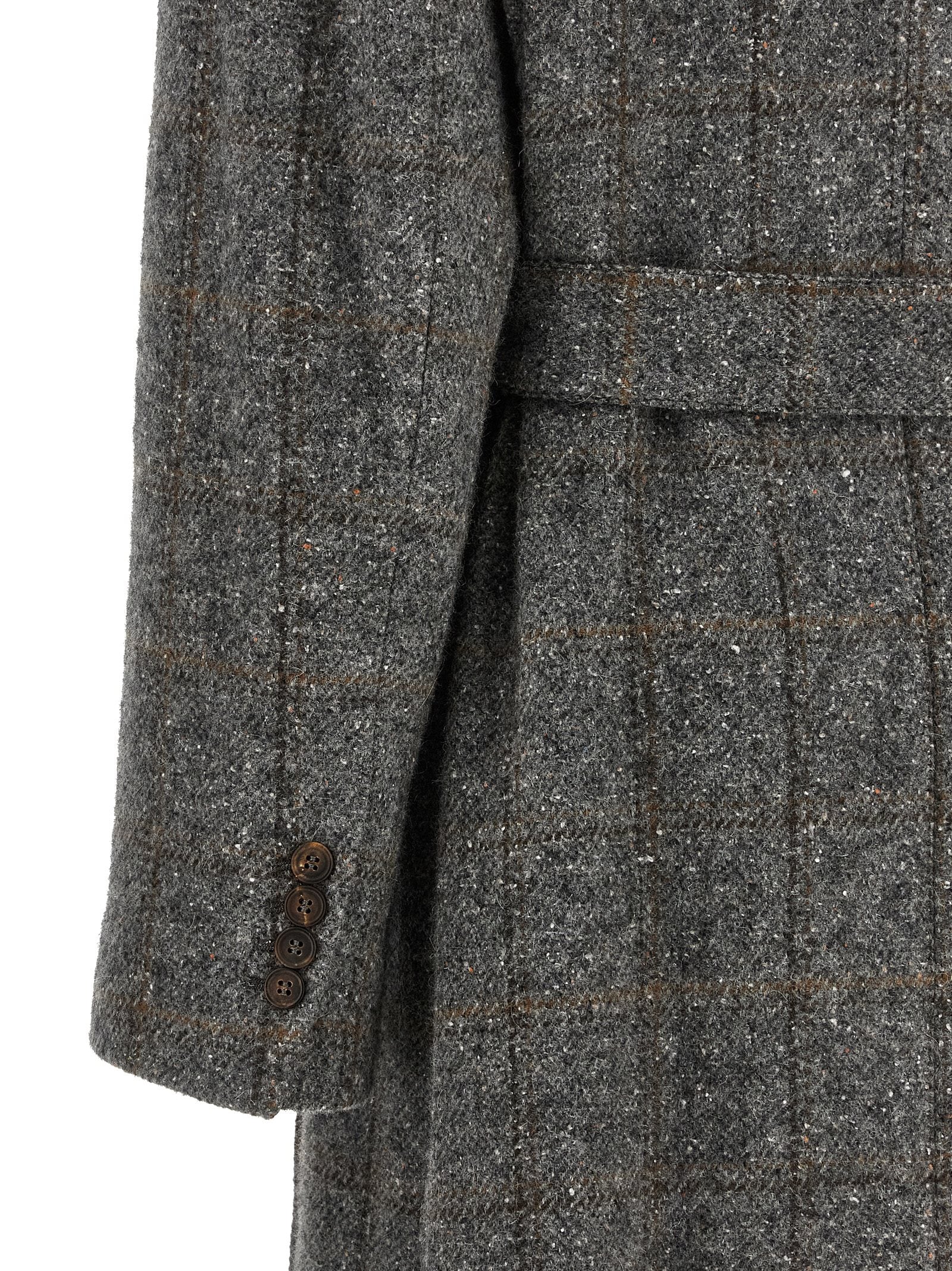 Brunello Cucinelli Gray Alpaca Leather Coat