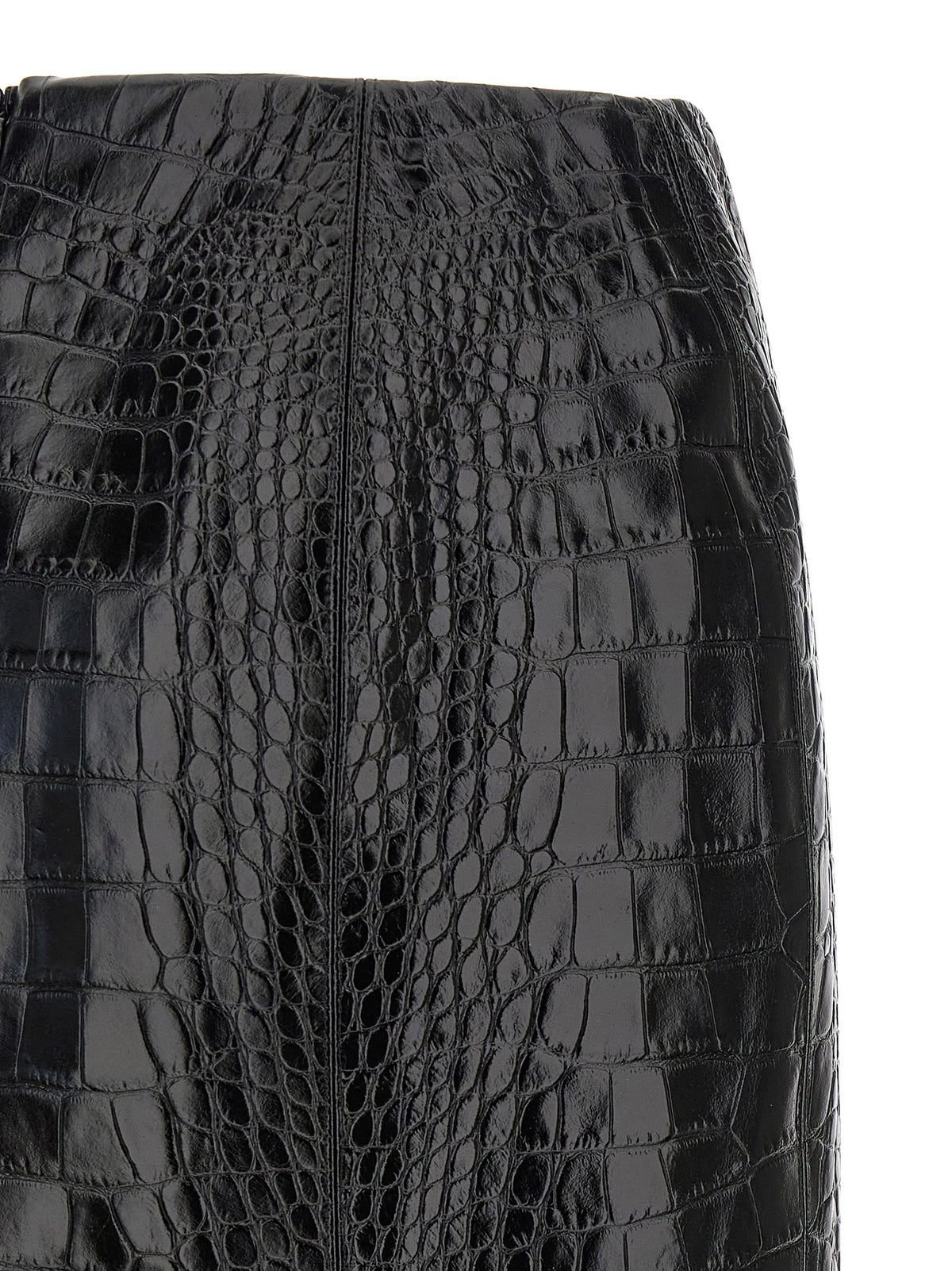 Ermanno Scervino Black Calfskin Midi Skirt