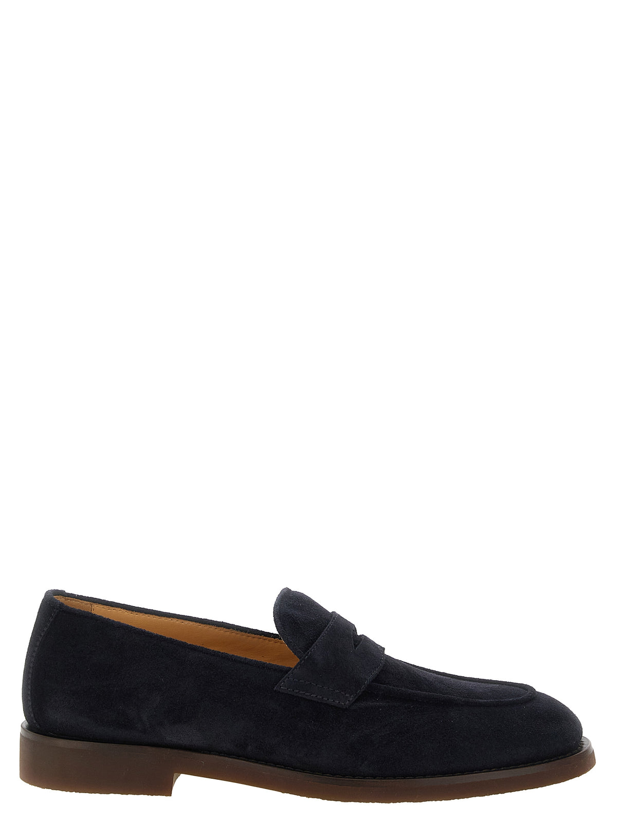 Experience the exquisite craftsmanship of Brunello Cucinelli Blue Calfskin Slip-On Loafers, where luxurious materials meet timeless elegance for the discerning individual.