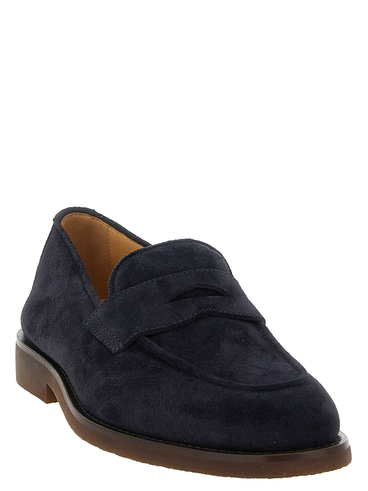 Brunello Cucinelli Blue Calfskin Slip-On Loafers - Luxury Footwear