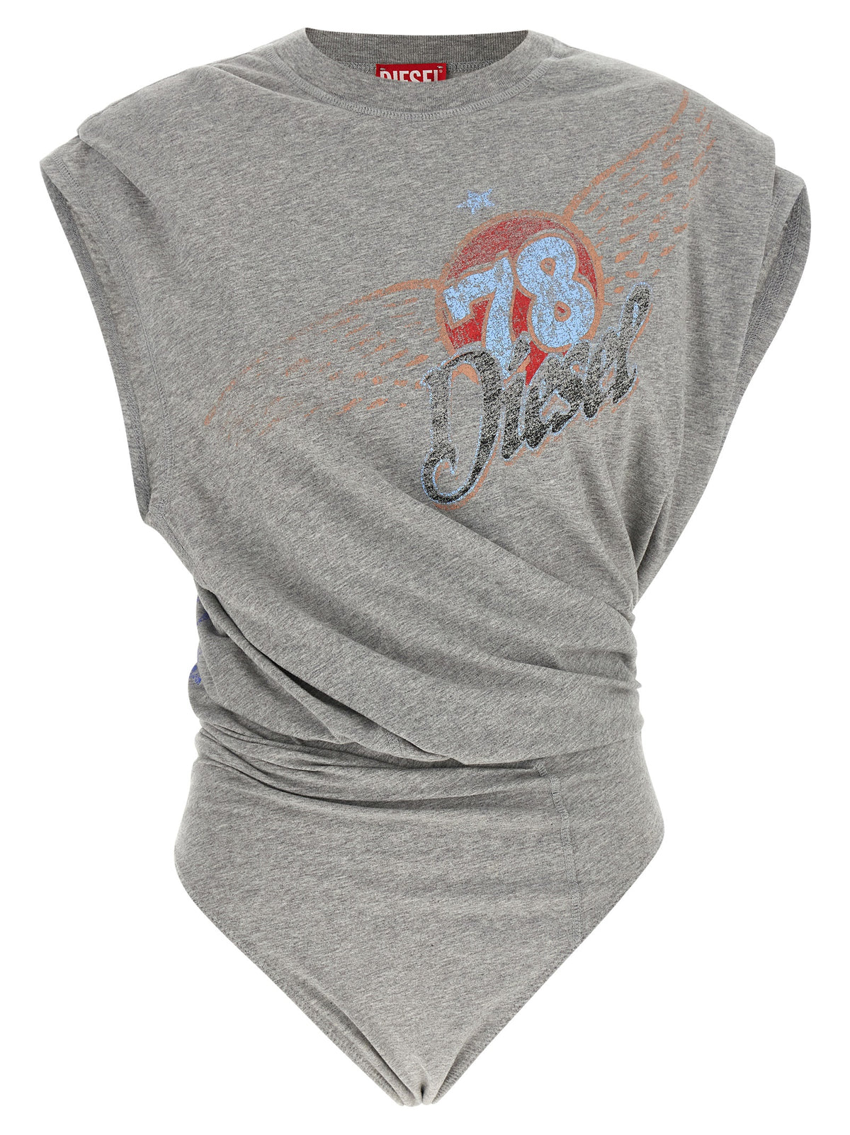 Diesel Gray Cotton Bodysuit - Sculptural Elegance for the Discerning
