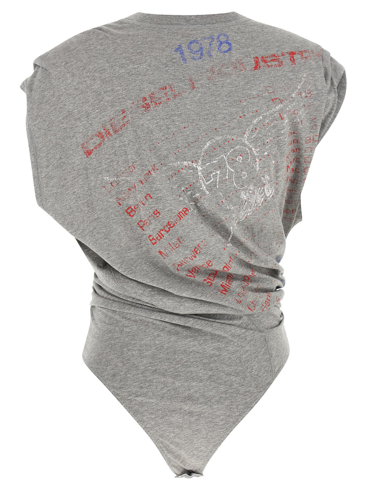 Diesel Gray Cotton Bodysuit - Sculptural Elegance for the Discerning