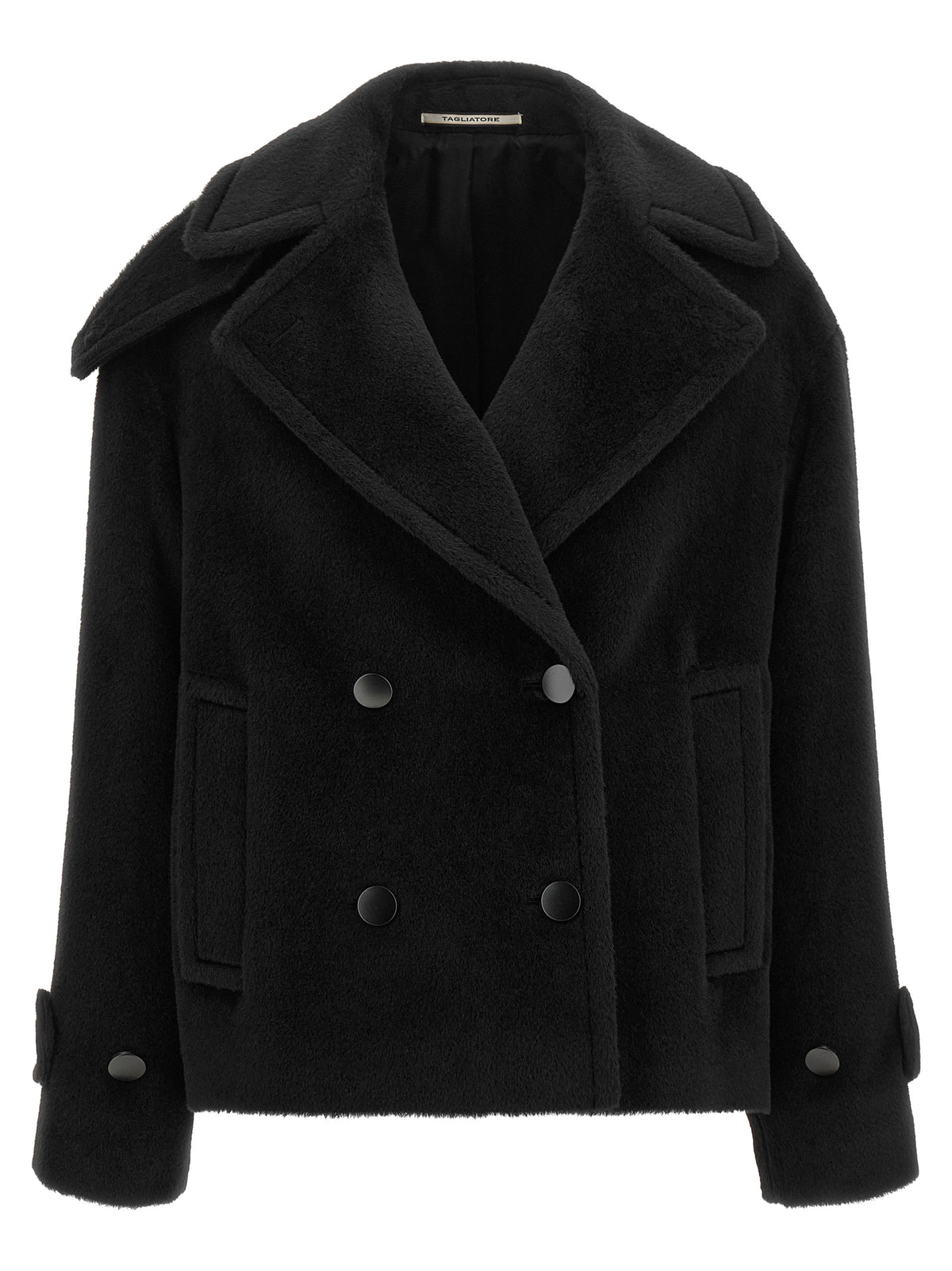 Tagliatore Black Alpaca Leather Coat - Elevate Your Wardrobe