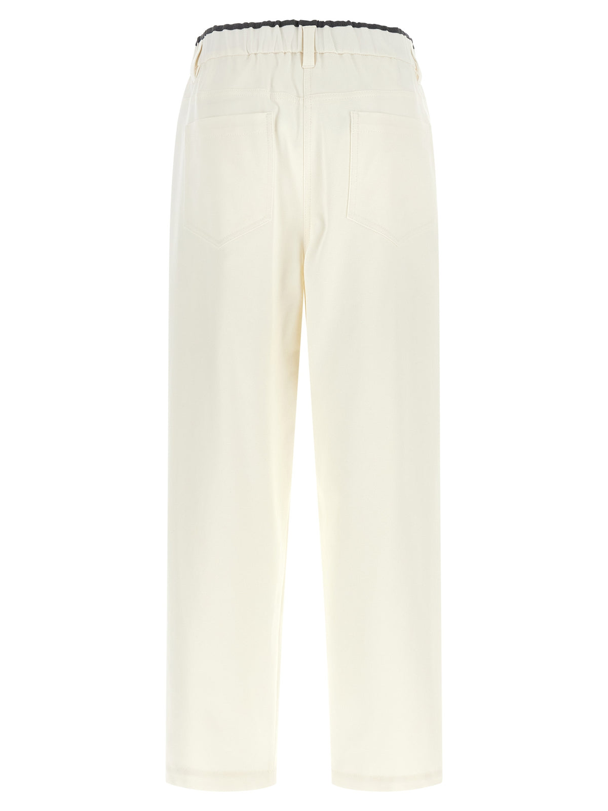 Brunello Cucinelli White Cotton Casual Pants for Timeless Elegance