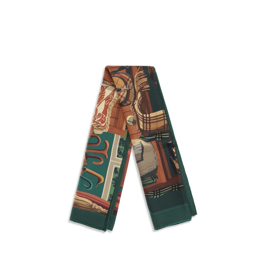 Elevate your style with the Burberry Bicolor Silk Scarf from the Knight & Day collection, a luxurious 100% silk masterpiece that embodies sophistication and artistry.