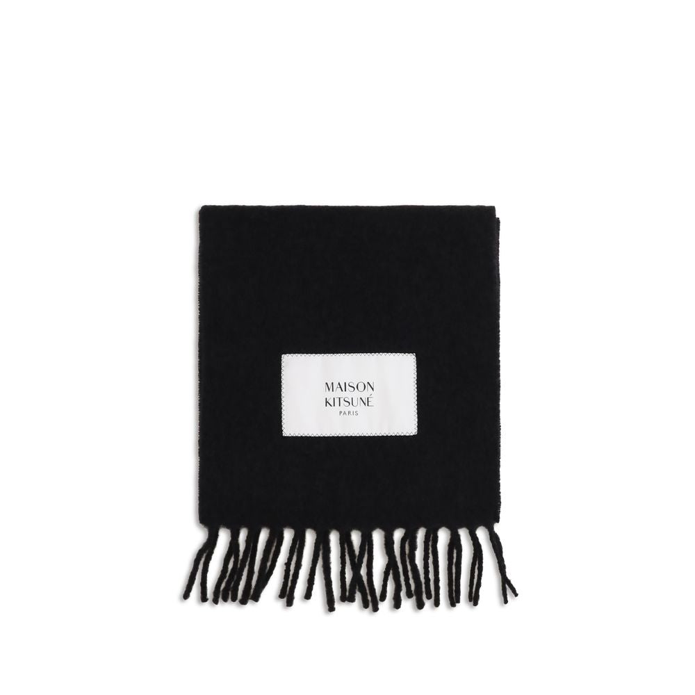 Indulge in the Maison Kitsuné Black Polyamide Scarf, a luxurious blend of baby alpaca and polyamide, exuding sophistication and warmth for the discerning individual.