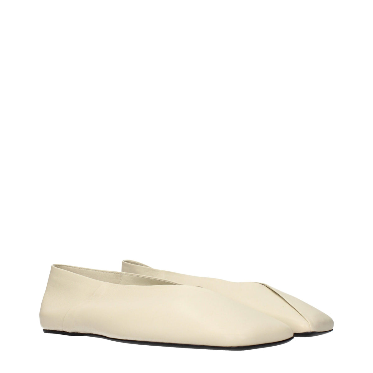 Jil Sander Beige Leather Ballet Flats - Timeless Luxury Elegance