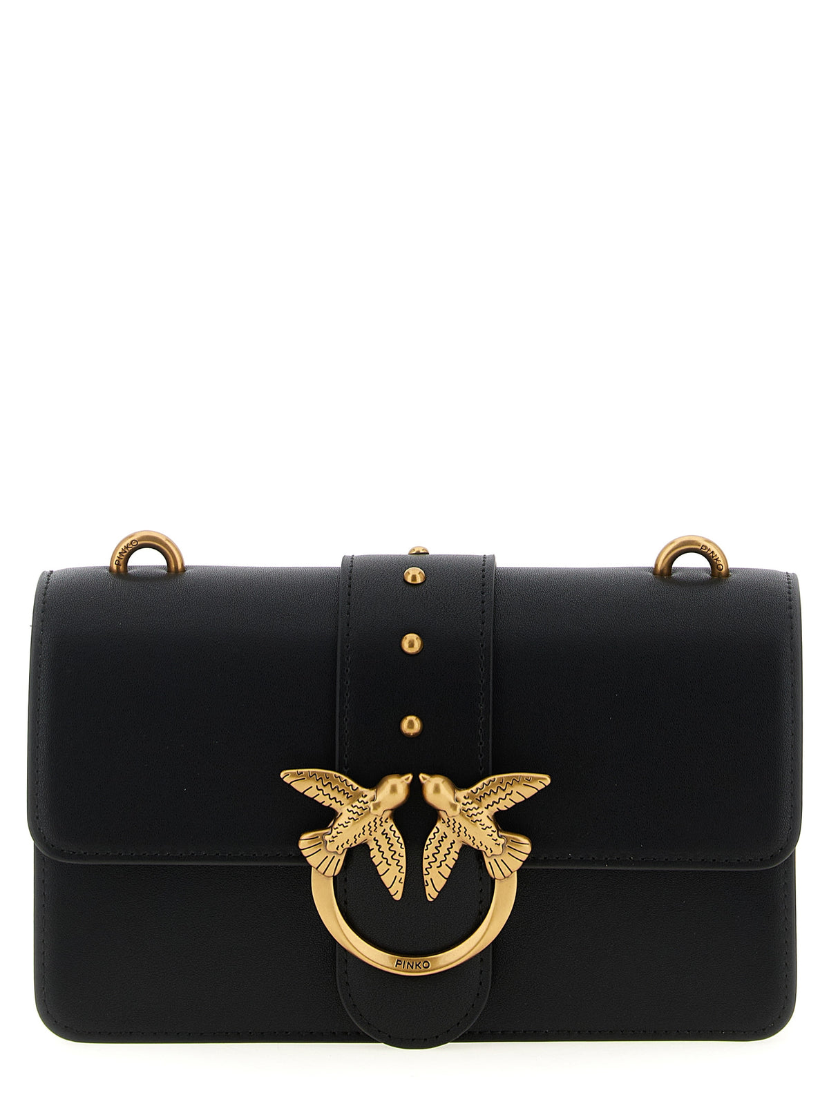 Elevate your style with the PINKO Love One Mini Black Calfskin Crossbody Bag, a luxurious blend of exquisite craftsmanship and timeless elegance, perfect for any occasion.