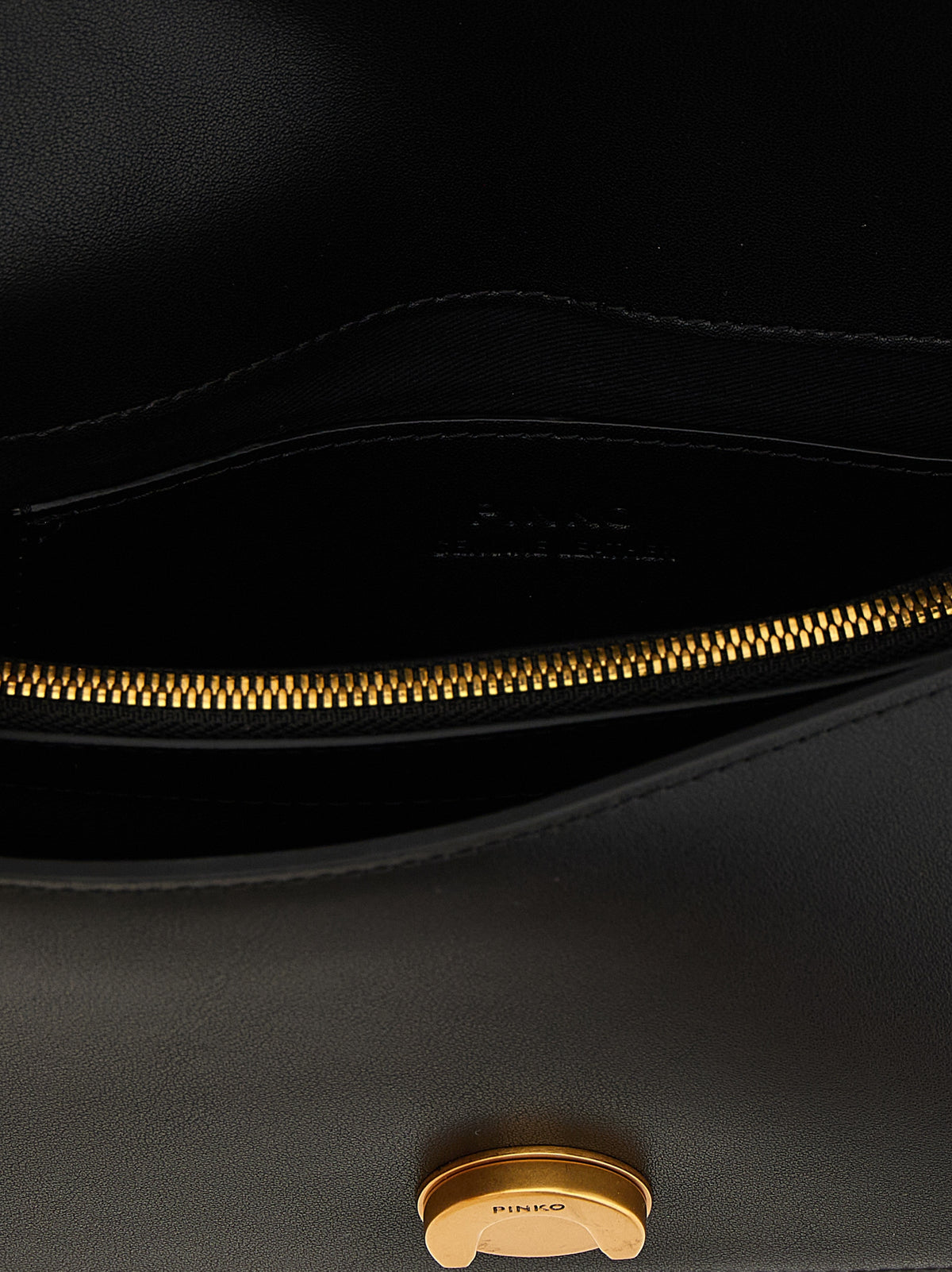 Elevate your style with the PINKO Love One Mini Black Calfskin Crossbody Bag, a luxurious statement piece crafted from exquisite calfskin leather, embodying sophistication and elegance.