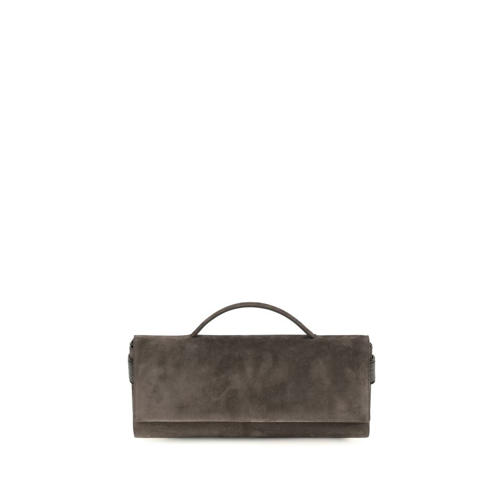 Brunello Cucinelli Brown Suede Leather Clutch Bag - Timeless Elegance